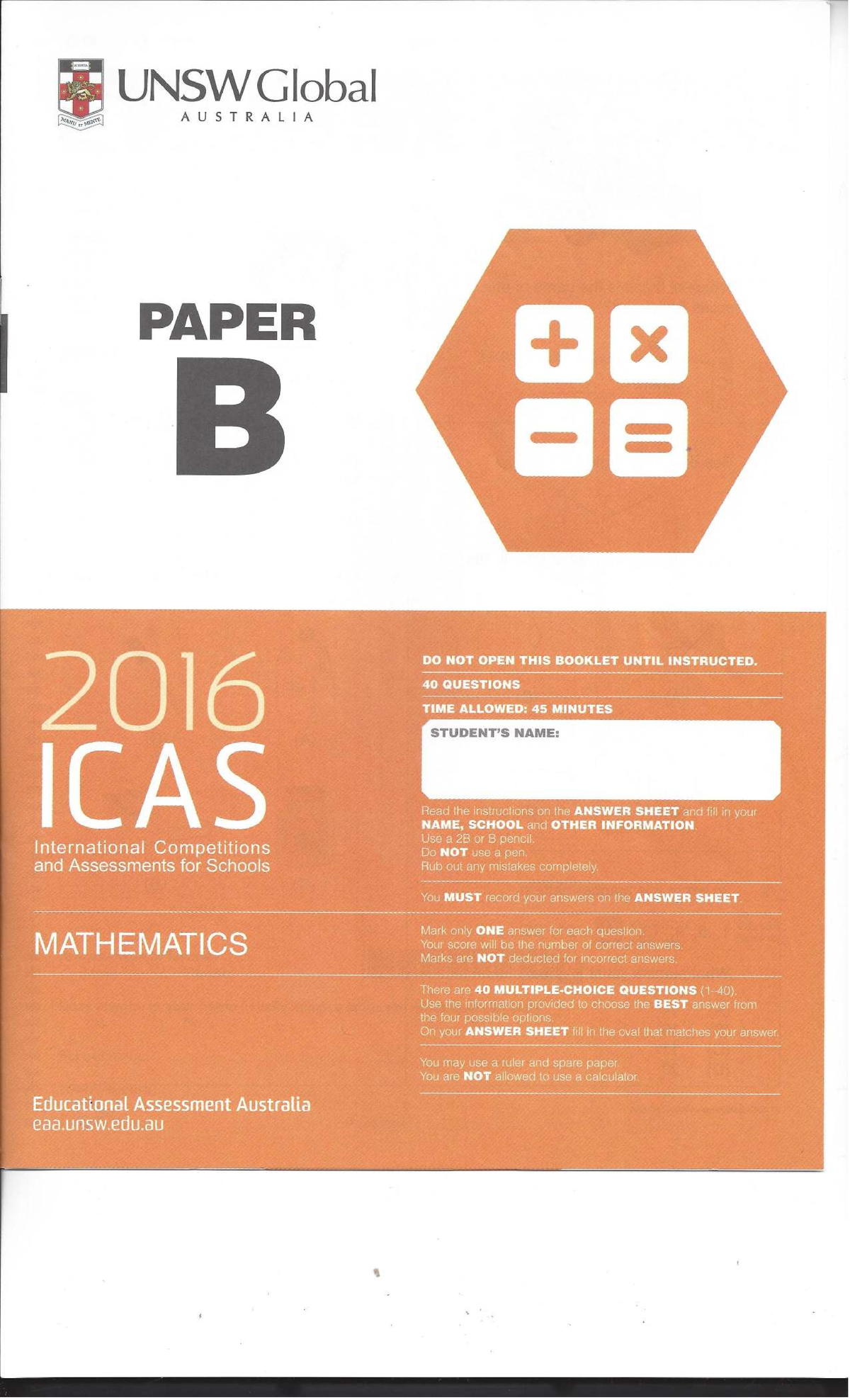 2016 ICAS Mathematics Paper B: Questions & Answers - Document Preview