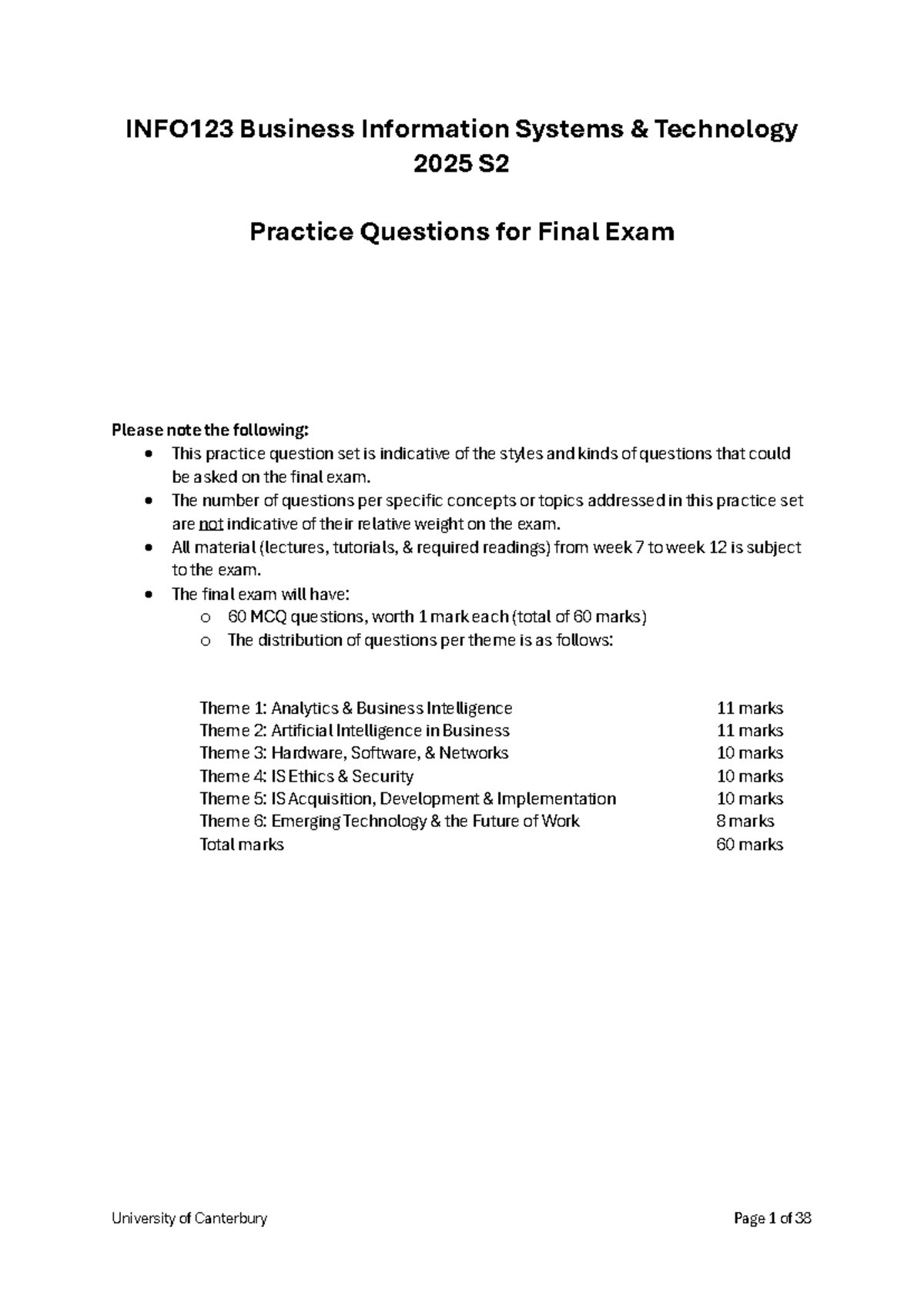 INFO123 2025 S2 Final Exam Practice Questions and Study Guide - Studocu