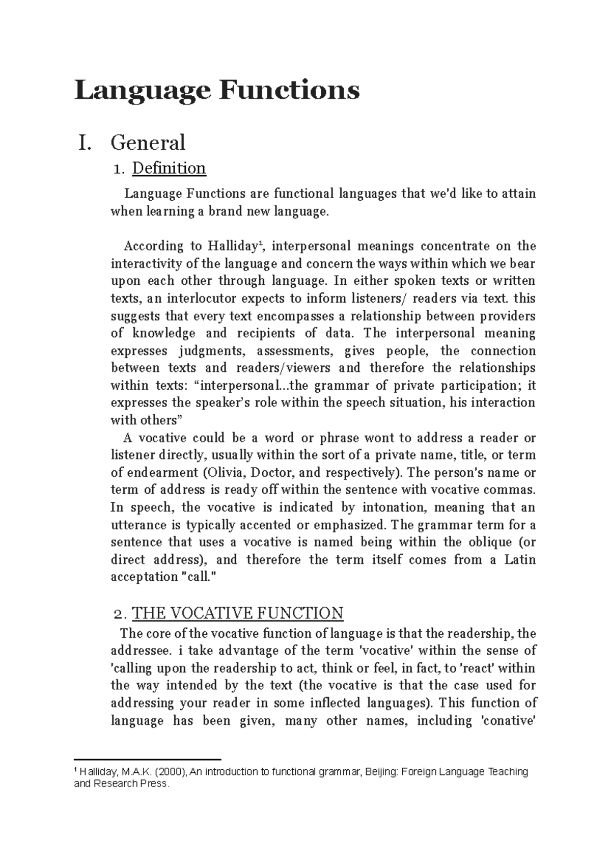 Language Functionsby Rose - Language Functions I. General 1. Definition ...