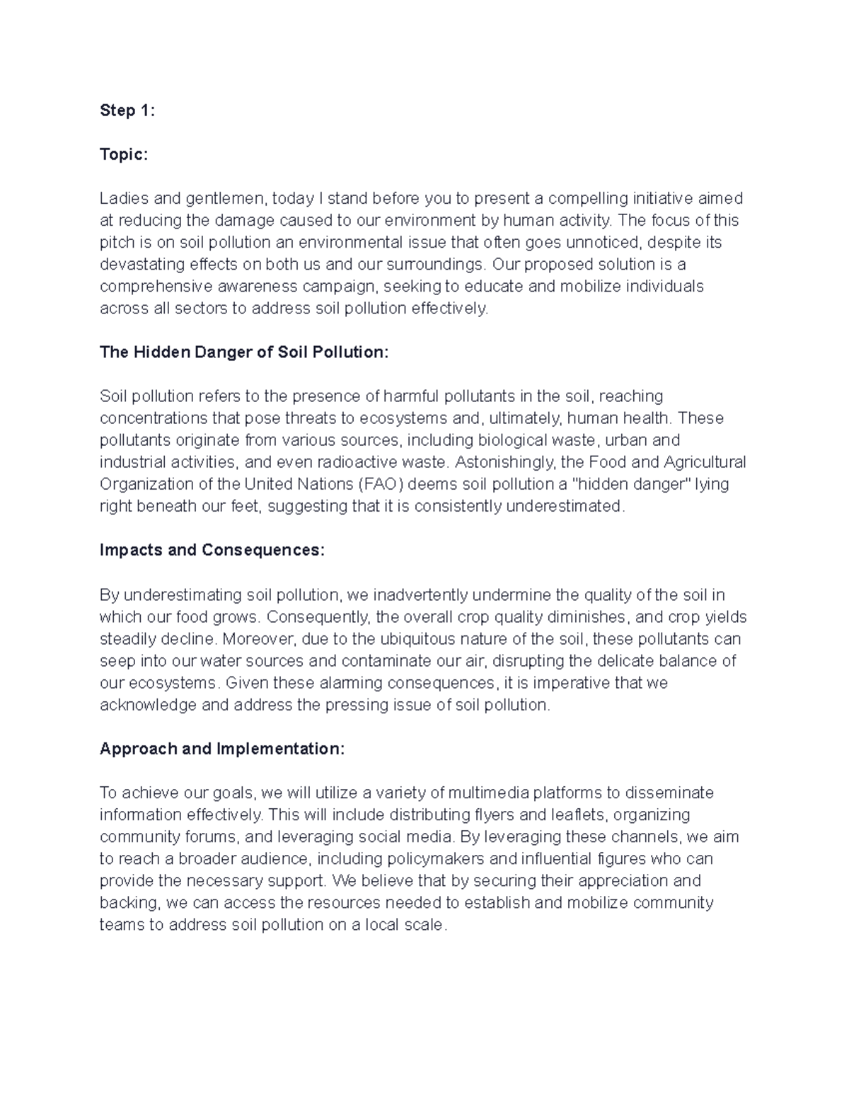 Soil Pollution Awareness Campaign Proposal: A Call to Action - Studocu