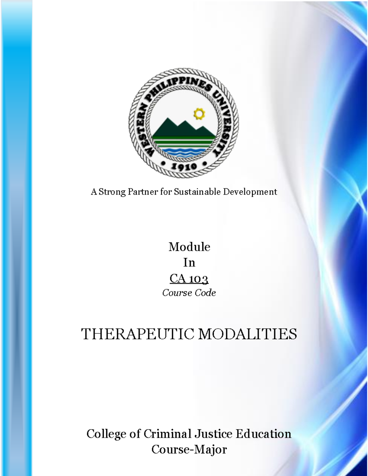 CA 103: Module 1 on Therapeutic Modalities and Human Rights - Studocu