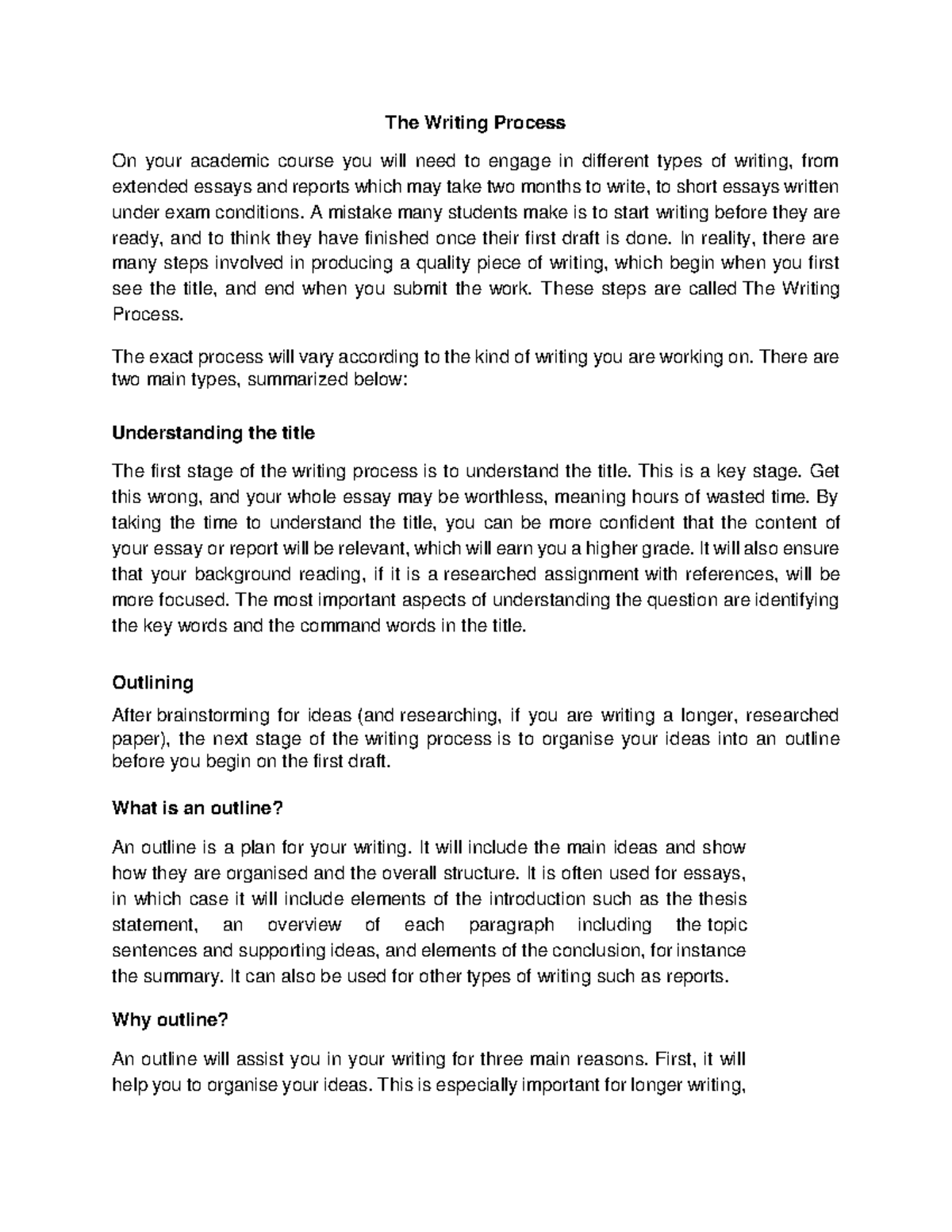 The Writing Process: Essential Steps for Effective Writing - Studocu