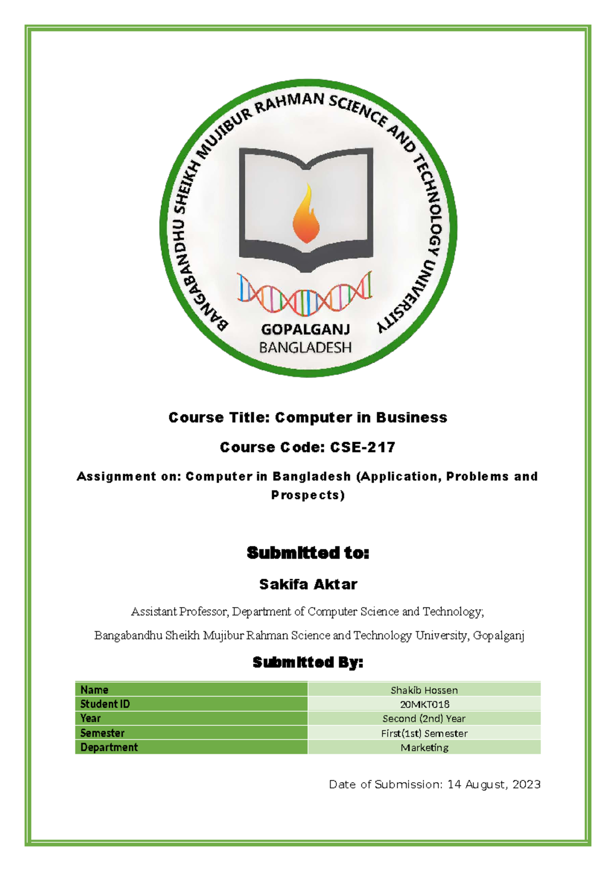 CSE Assignment: Computer in Bangladesh - Applications, Issues & Future ...
