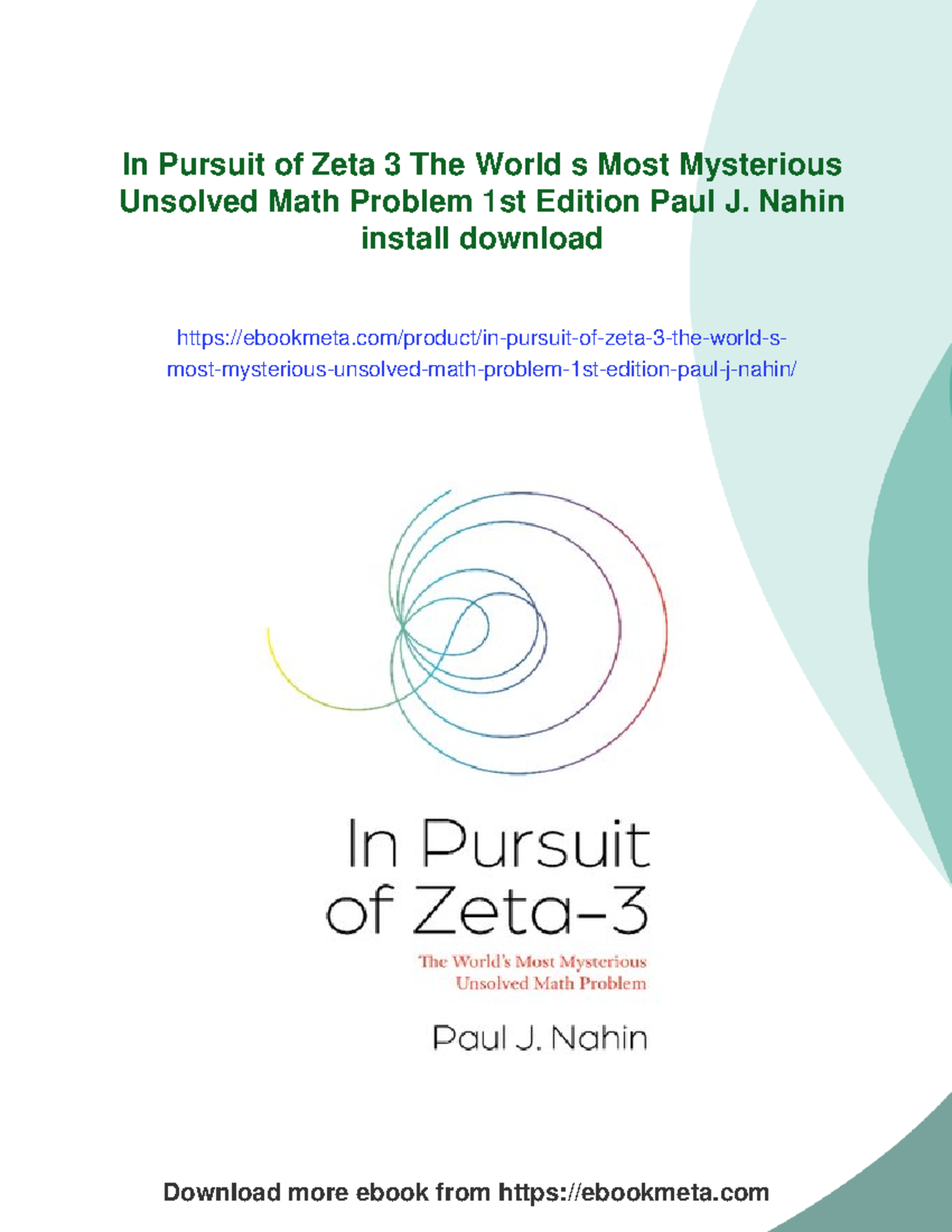In Pursuit of Zeta 3: The Most Mysterious Math Problem (1st Ed.) - Studocu