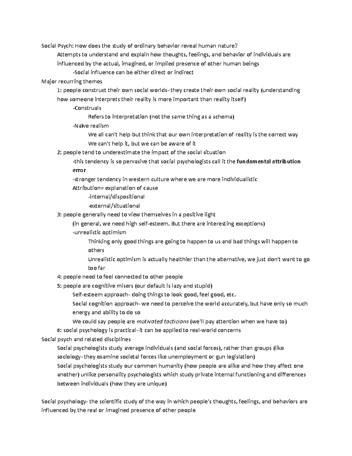 Ch 1: Understanding Social Psychology and Human Nature - Studocu