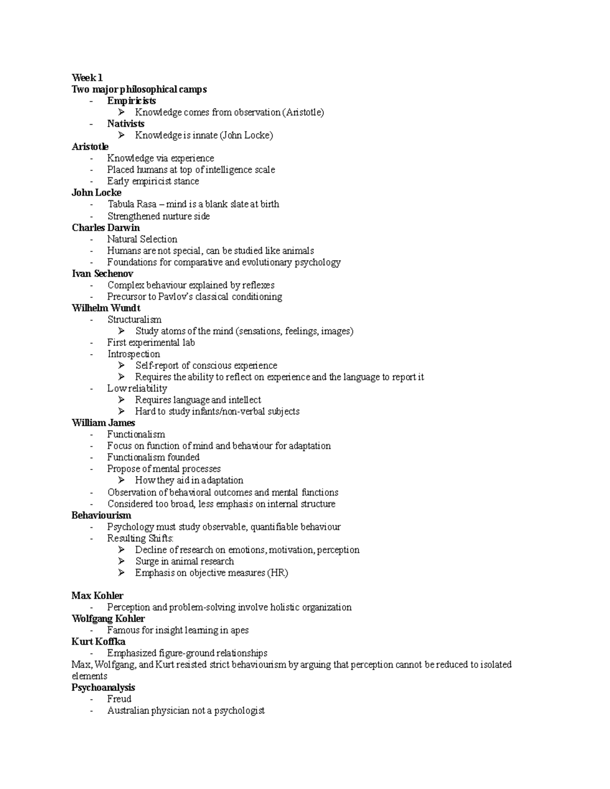 Intro to Psych Notes - Chapters 1, 2 & 6 Overview - Studocu