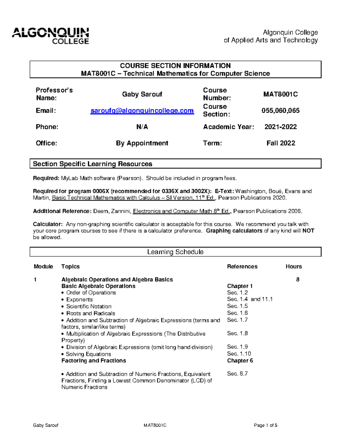 MAT8001C Technical Mathematics Course Overview - Fall 2022 - Studocu