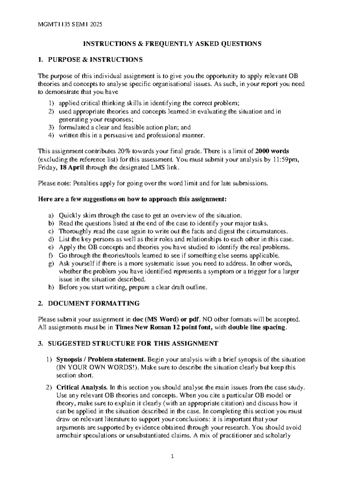 Individual Assignment and Instructions & FAQs 2025 - INSTRUCTIONS ...