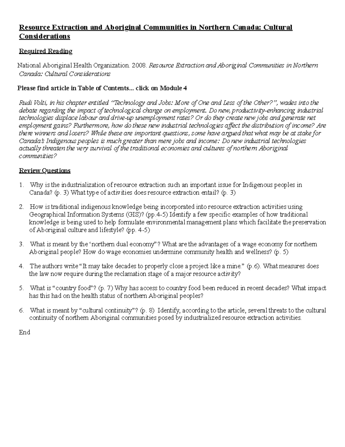 Resource Extraction and Aboriginal Communities in Northern Canada ...