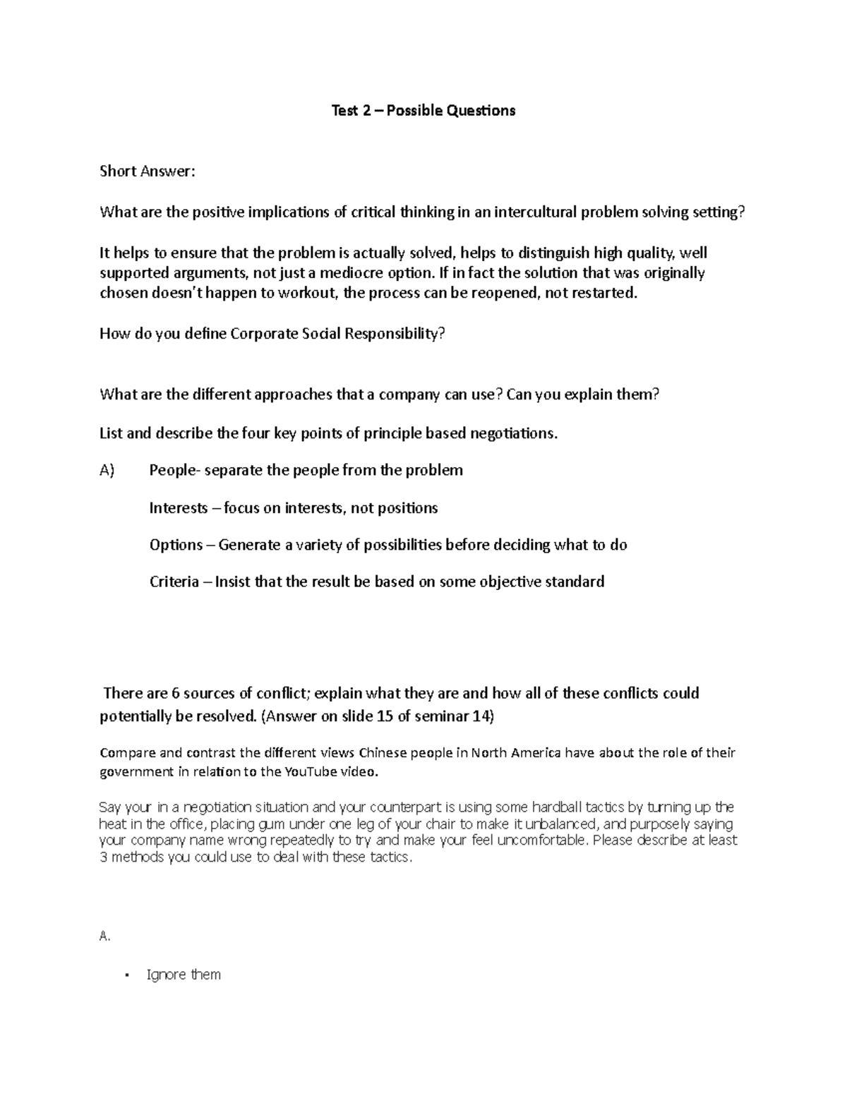 Test 2: Intercultural Problem Solving & Critical Thinking Insights ...