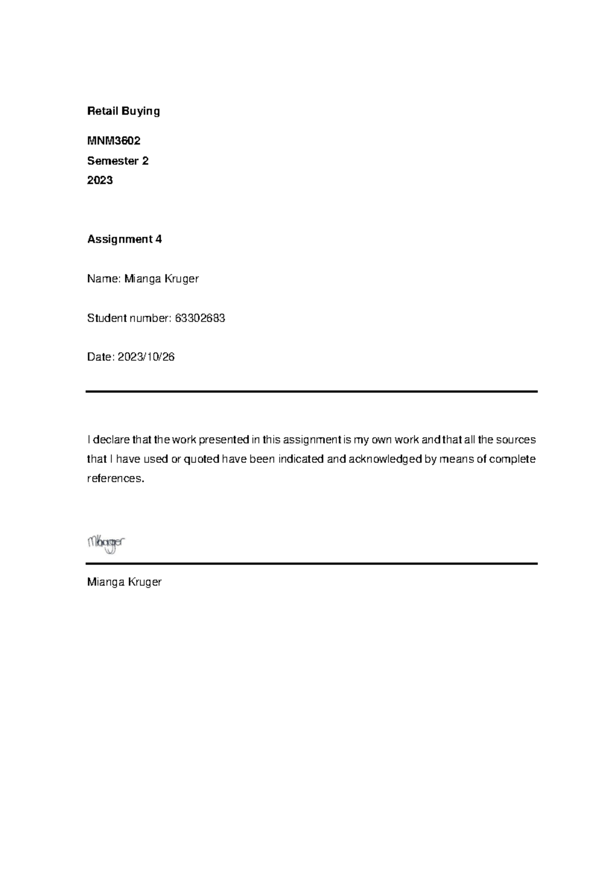 MNM3602 Assignment 4: Retail Buying Strategies for Negotiation - Studocu