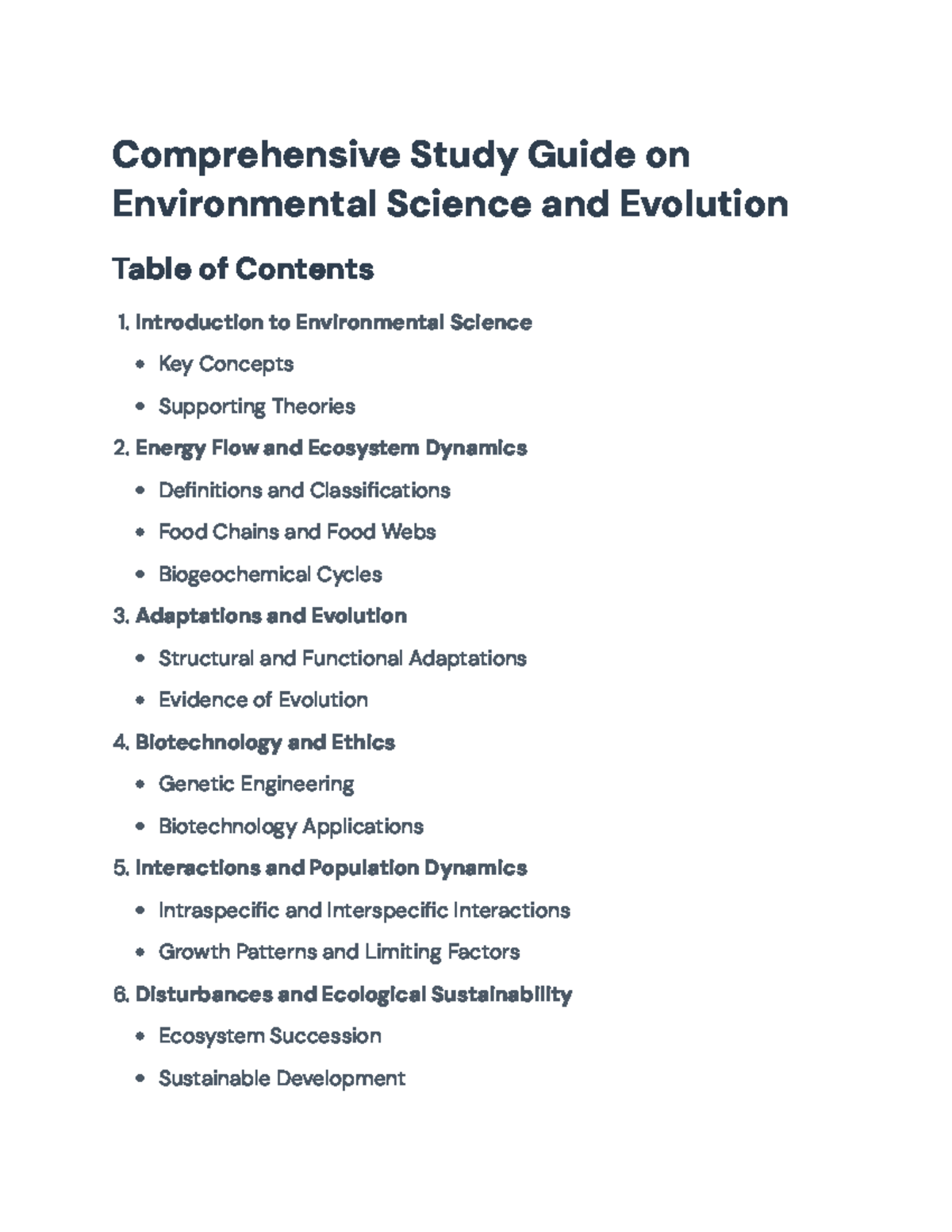 Comprehensive Study Guide for ESV101: Environmental Science Concepts ...
