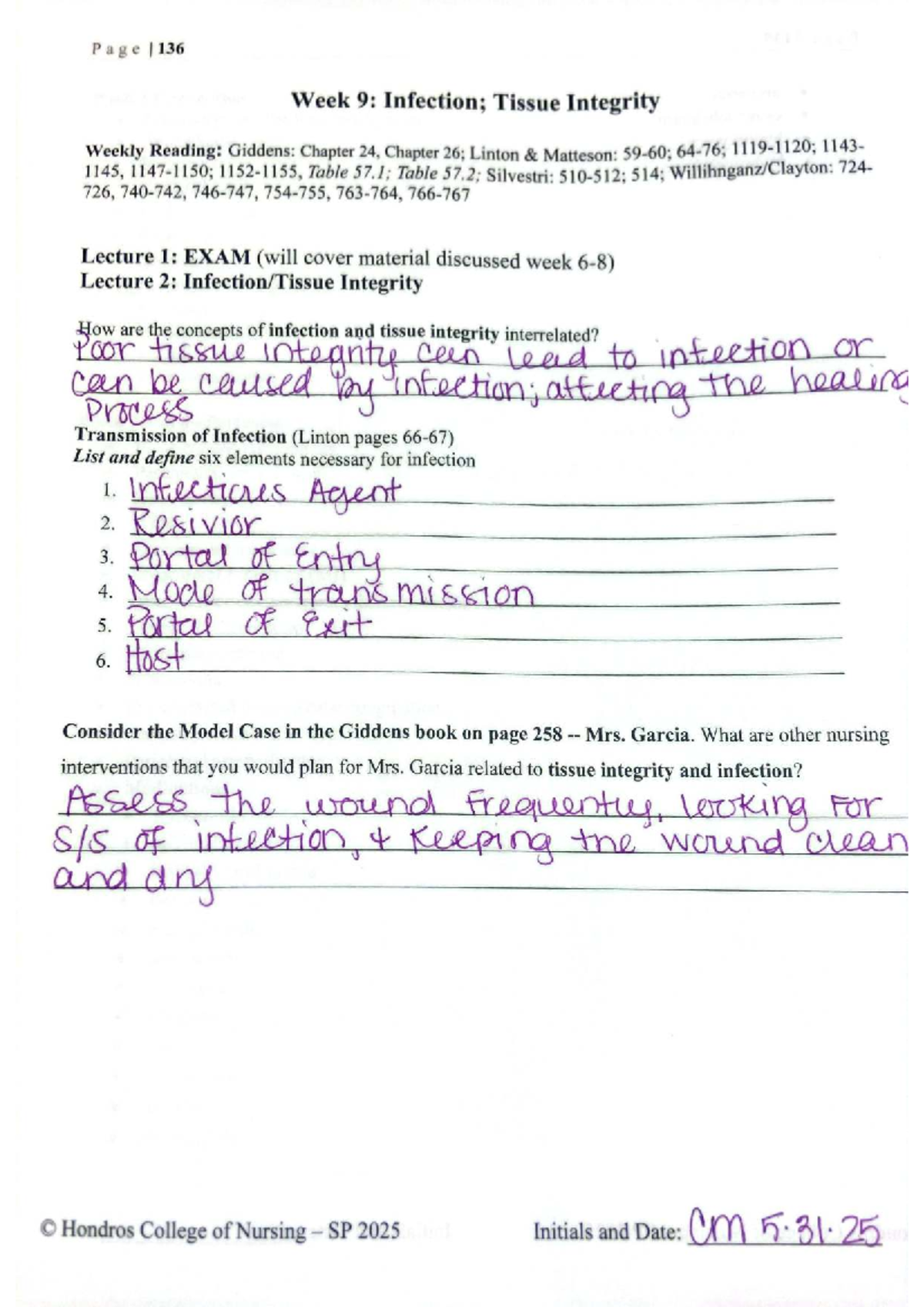 NUR176 Week 9: Tissue Integrity and Infection Management Overview - Studocu