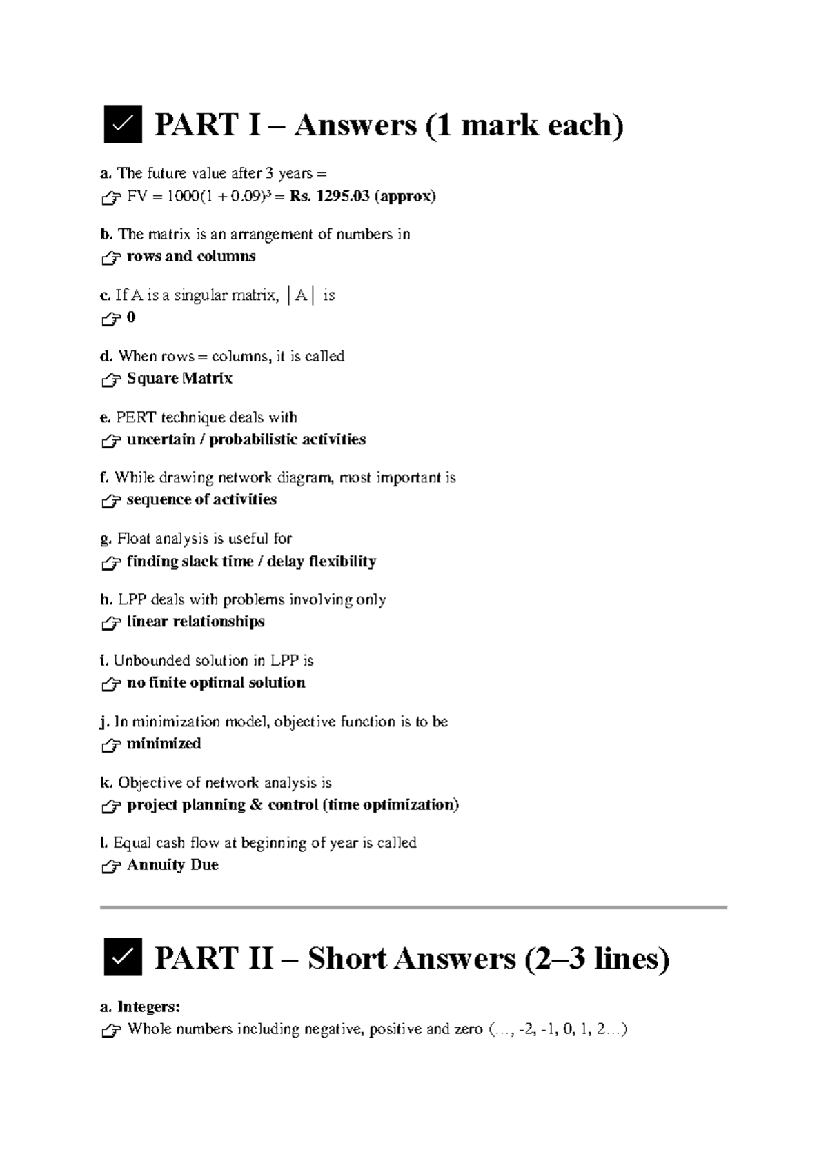 Ques & Ans for Maths (MATH101) - Comprehensive Study Guide - Studocu
