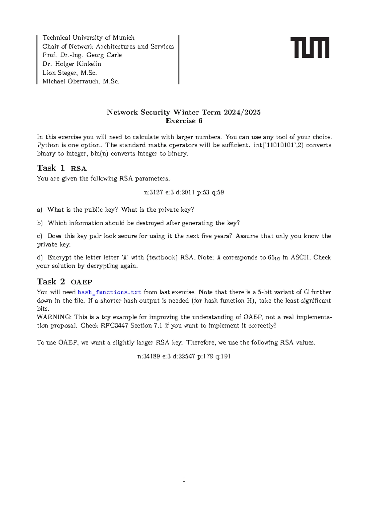 Netsec 3 - Exercise 3: Network Security Exam Overview - Studocu