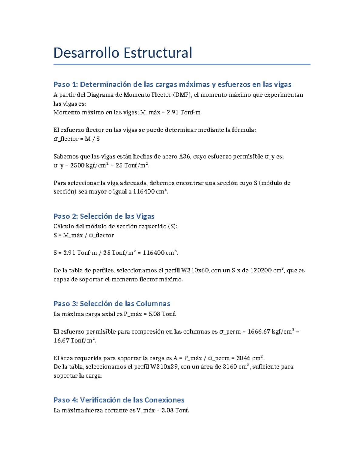Desarrollo Estructural Completo - Desarrollo Estructural Paso 1 ...