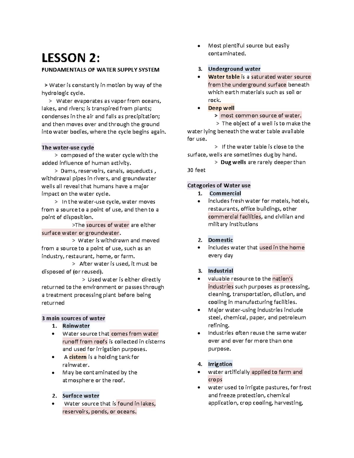 Building Utilities Lesson 2: Water Supply System Fundamentals - Studocu