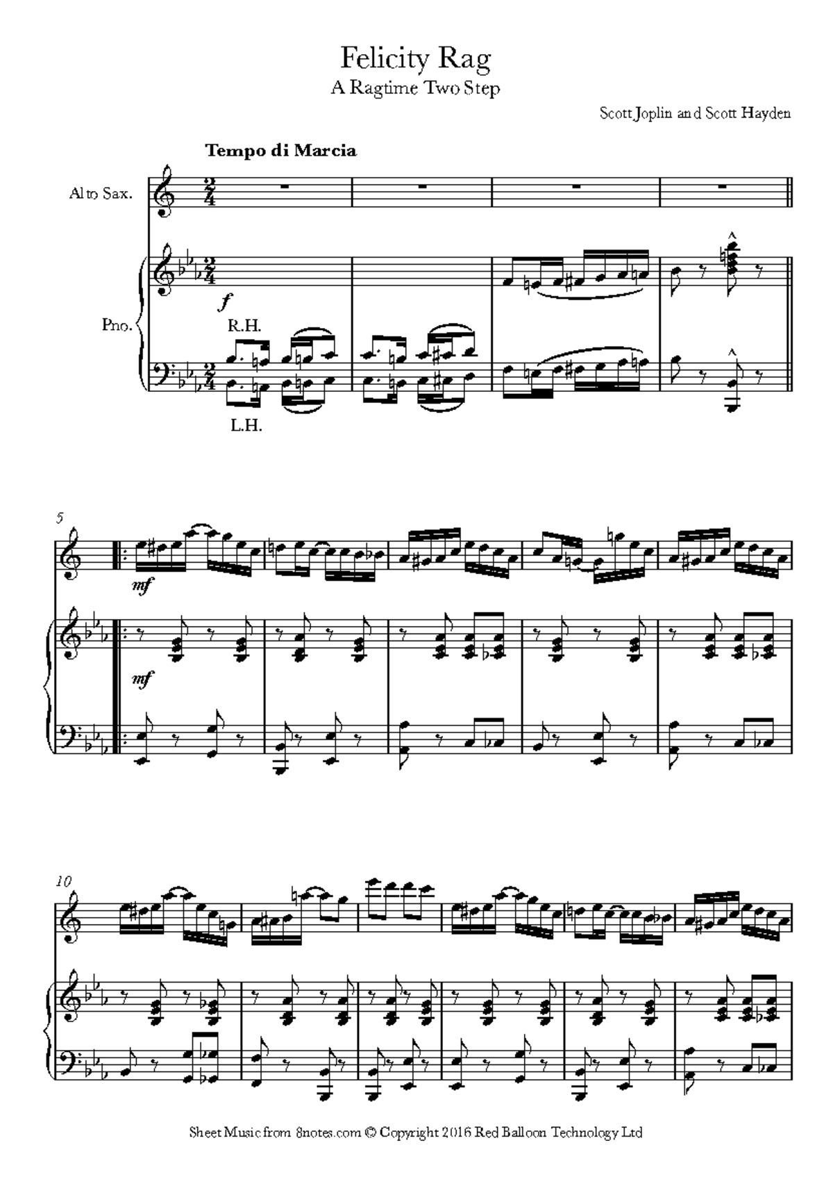 Felicity Rag: A Ragtime Two Step for Alto Sax (ASAX) - Studocu