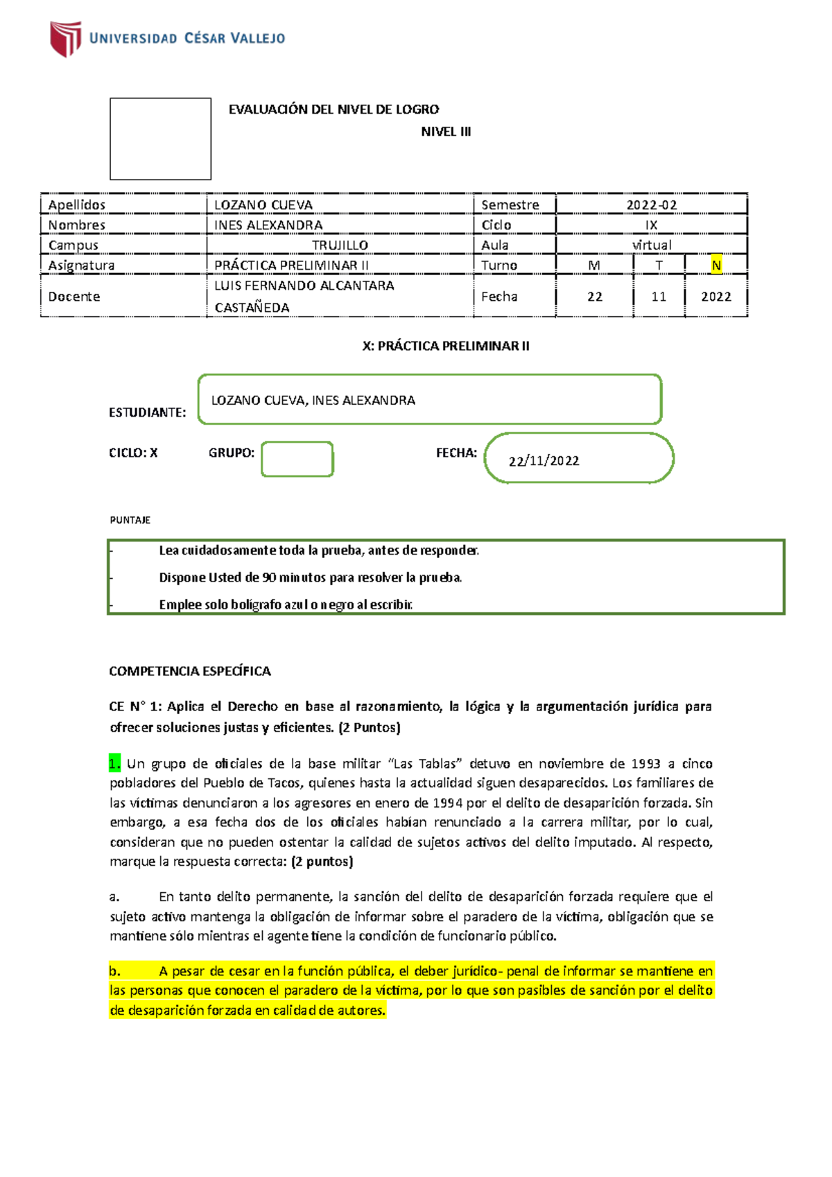 Práctica Preliminar II - Examen Final Semestre 2022-2023 - Document Preview