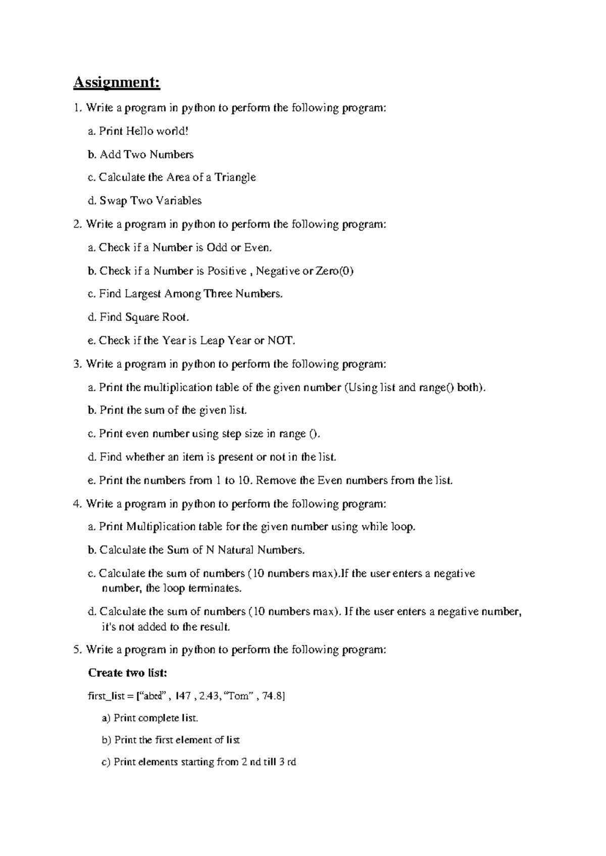Python Assignment 1: Intro to Python Programming Tasks and Solutions ...