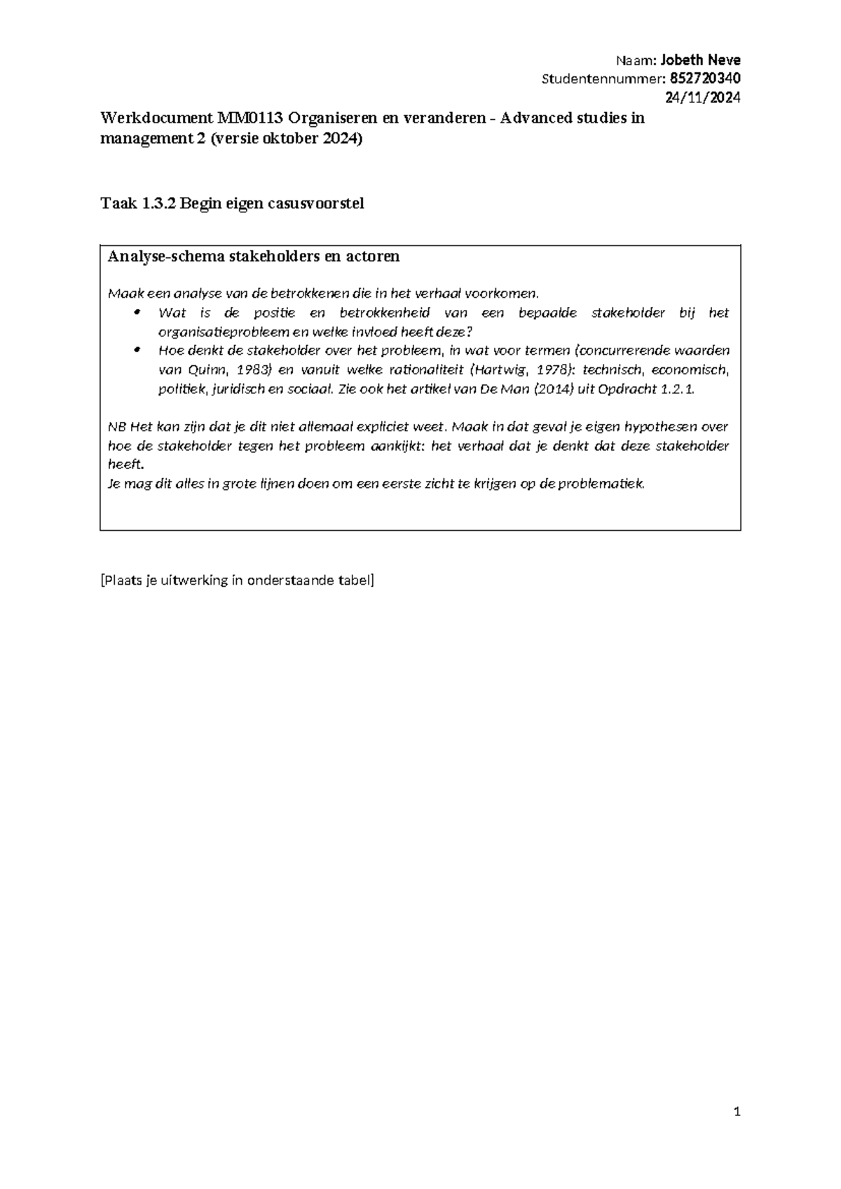 Werkdocument MM0113 Taak 1.3 - Casusvoorstel en Stakeholderanalyse ...