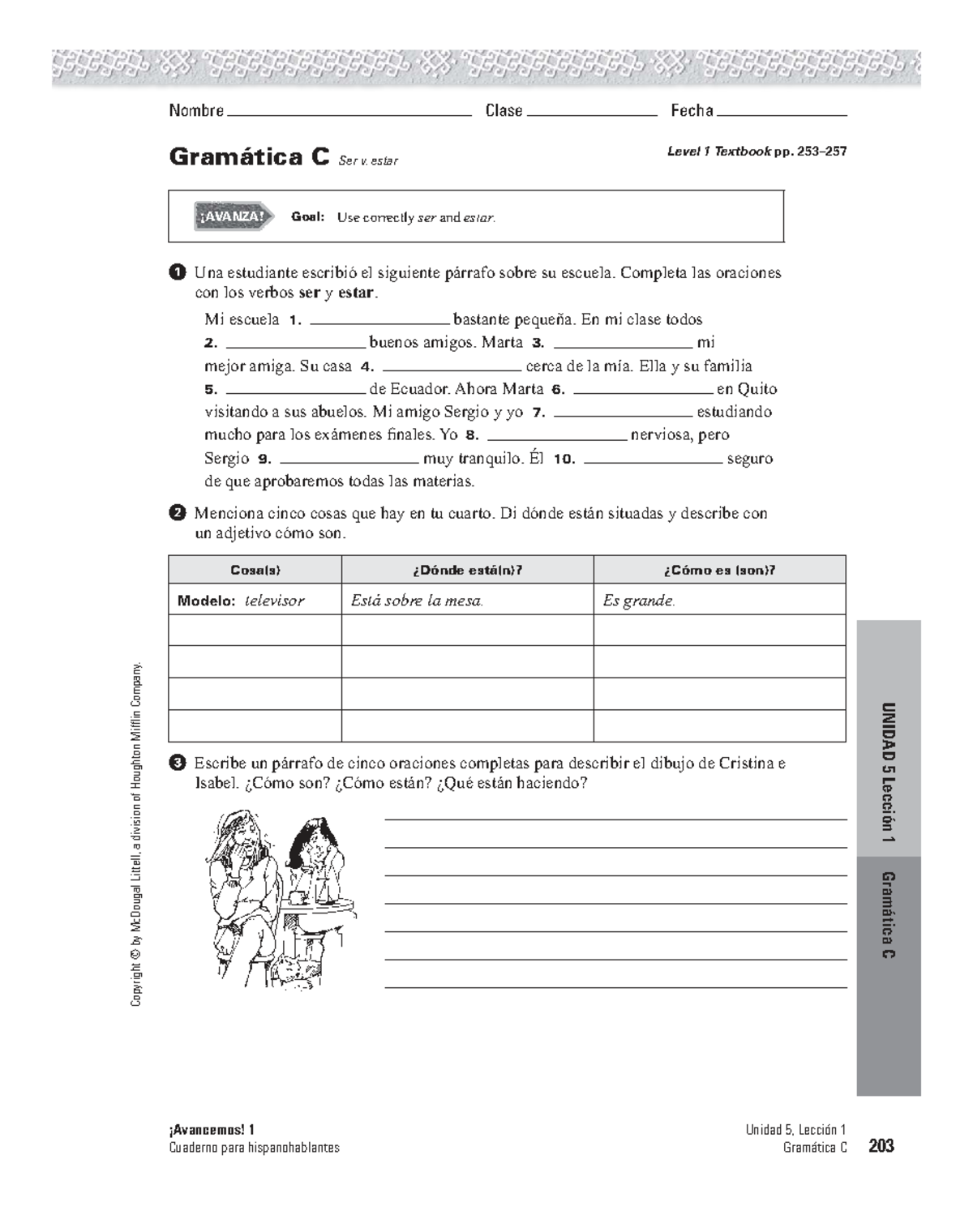 U5L1 Gramática C: Uso de Ser y Estar - Ejercicios y Respuestas - Studocu