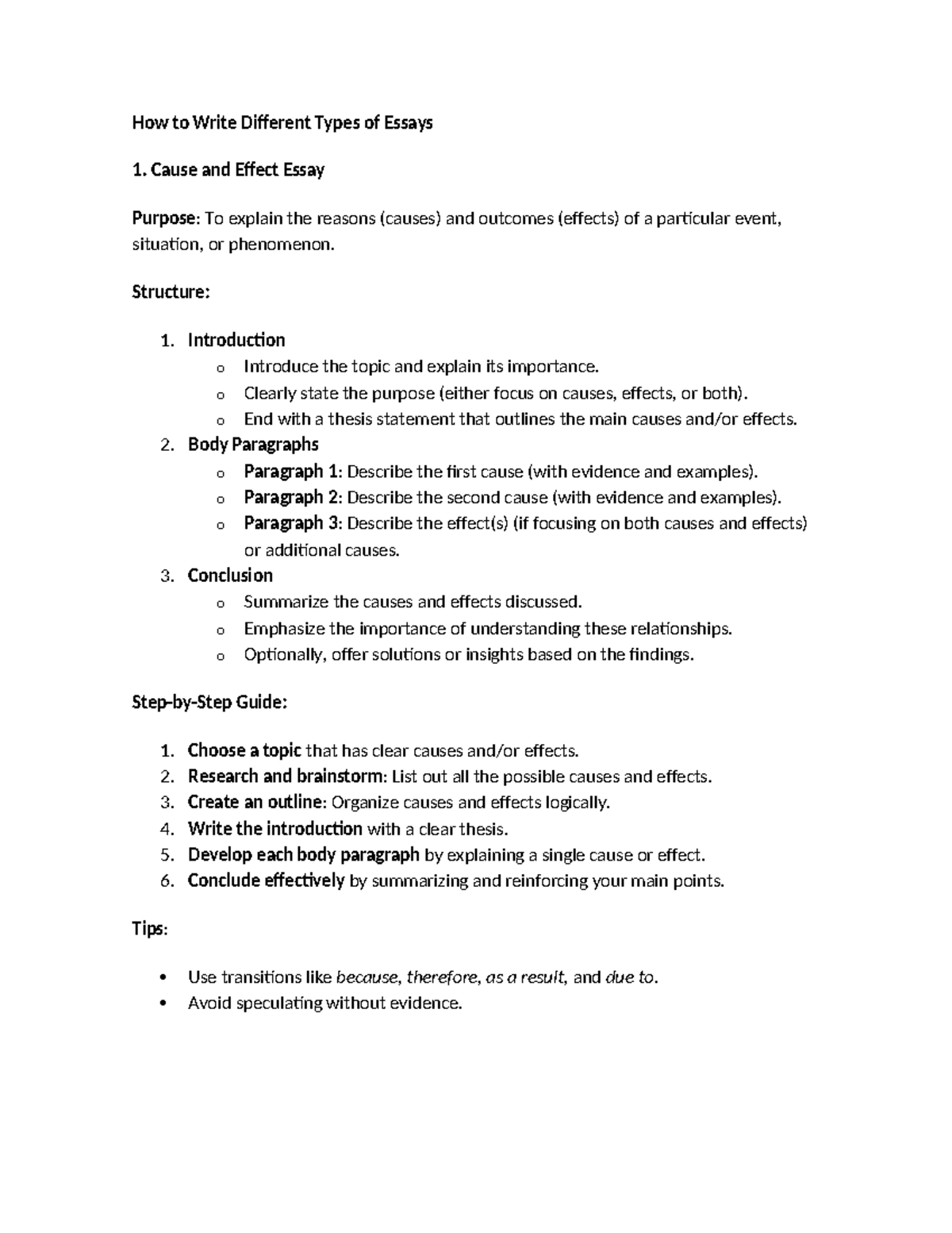 How to Write Various Essay Types: A Comprehensive Guide - Studocu
