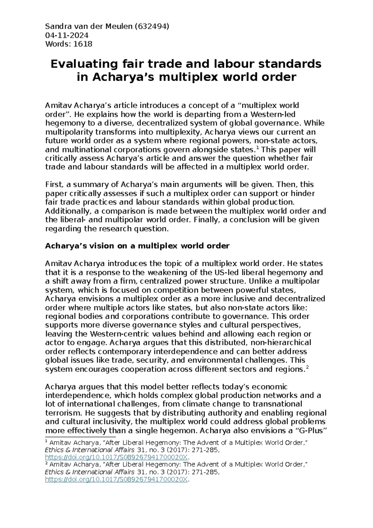 Response Paper: Evaluating Fair Trade in Acharya's Multiplex World ...