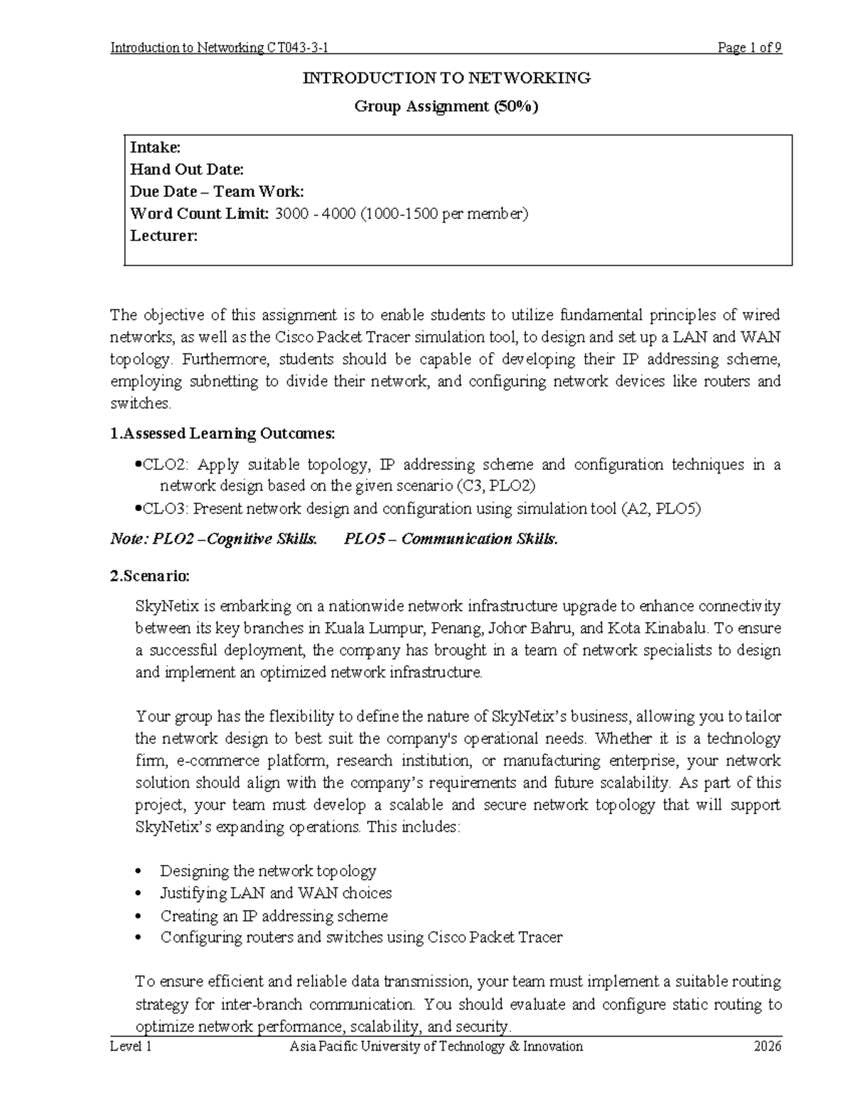 IN-Assignment - Final Group Project on Networking Design and ...