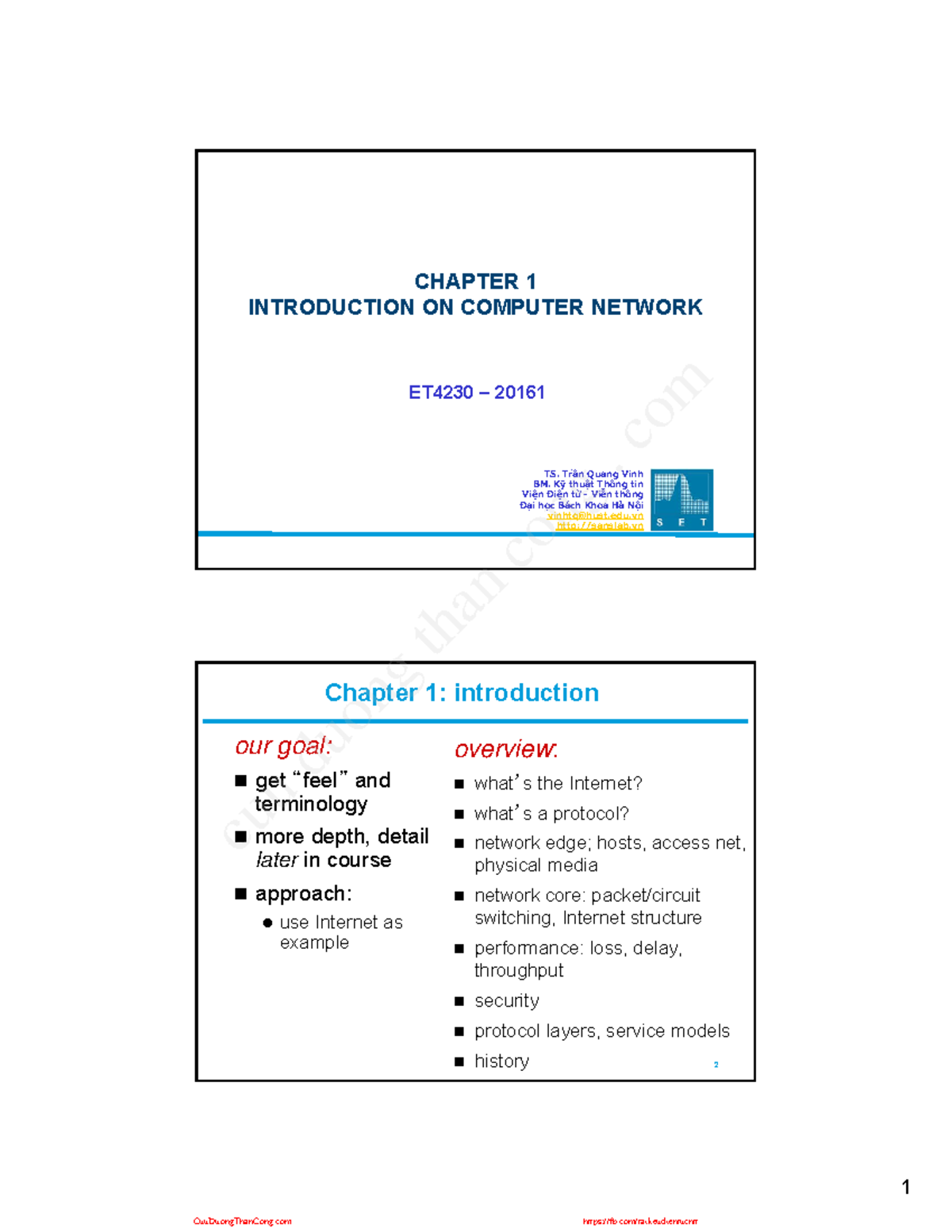 ET4230 Chapter 1: Introduction to Computer Networks and Protocols - Studocu