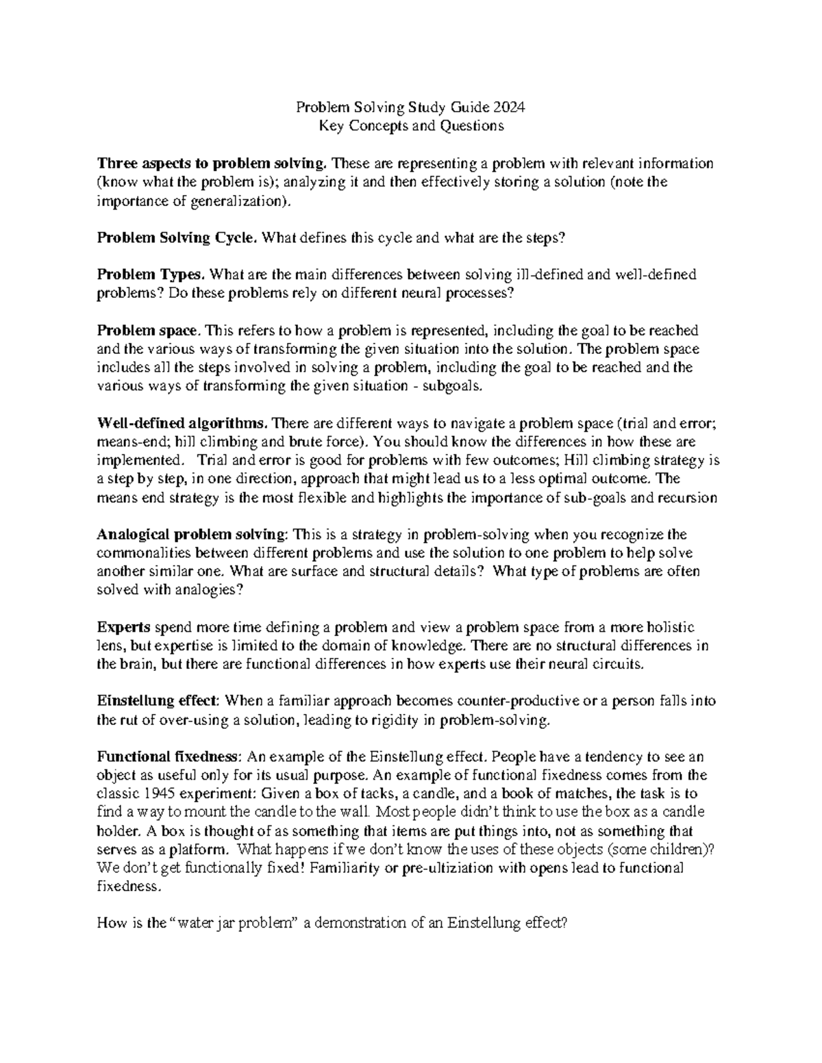Problem Solving Study Guide 2025: Key Concepts & Strategies - Studocu