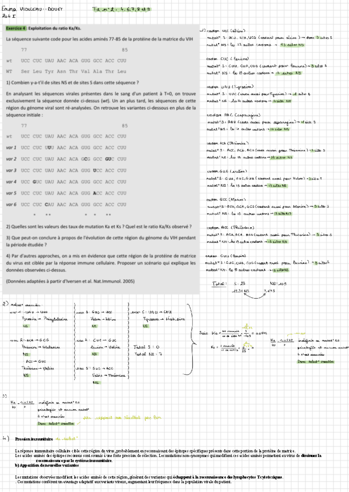Exo TD 2 - Exercices du TD 2 mécanisme de levolutution avec exercices ...
