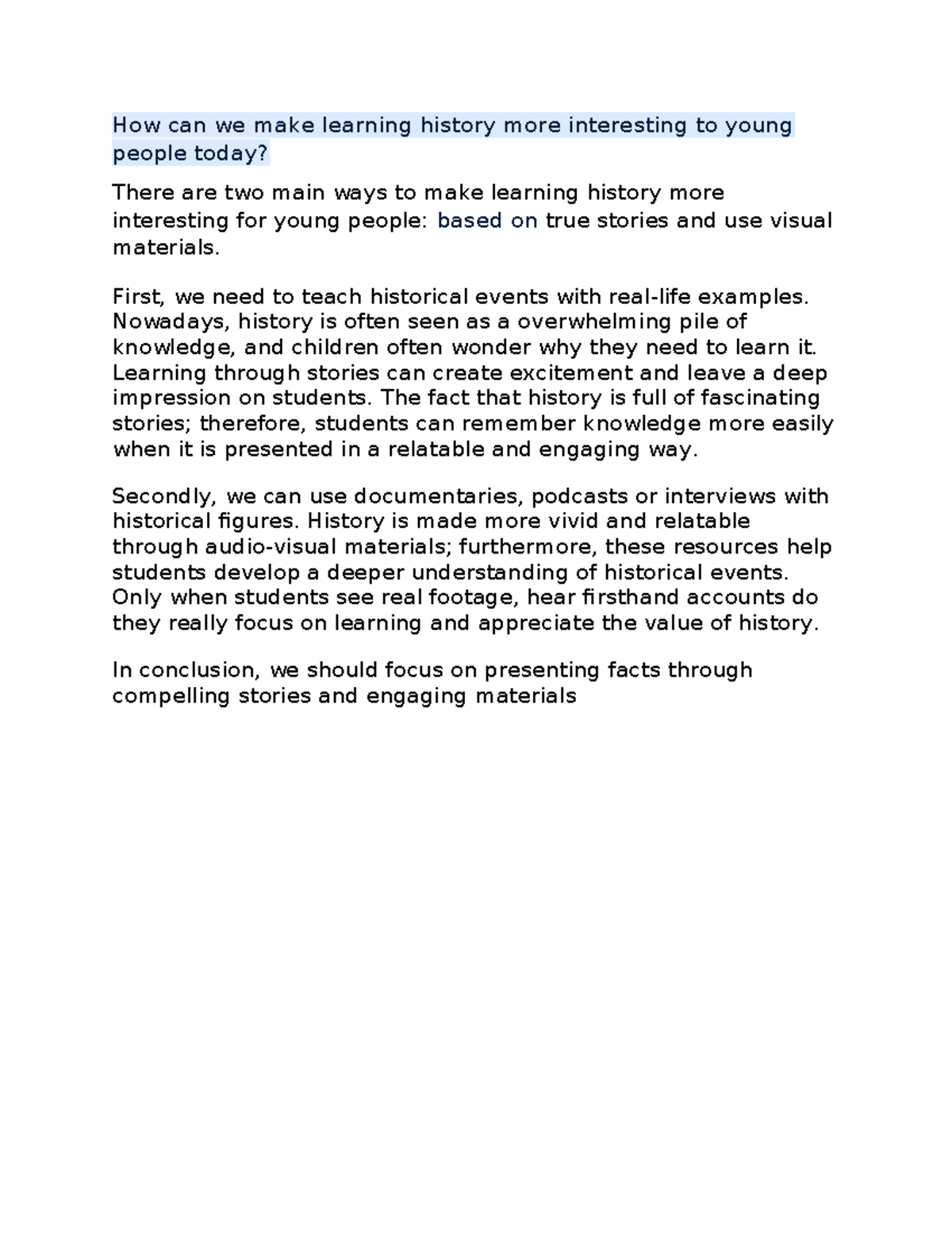 Making History Engaging for Young Learners: Strategies & Insights - Studocu