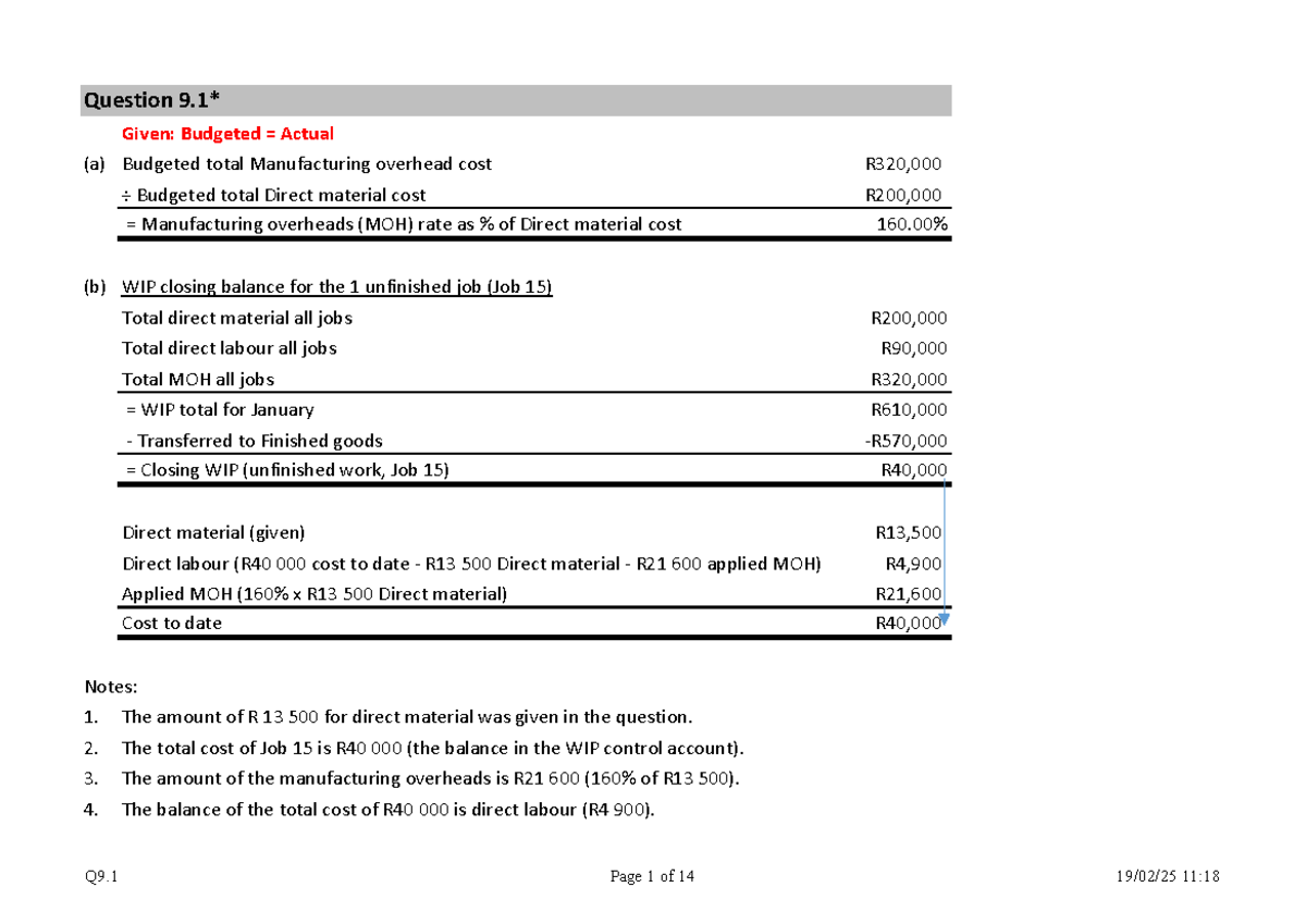 Chapter 9 textbook answers for cost accounting (ACC 101) - Studocu