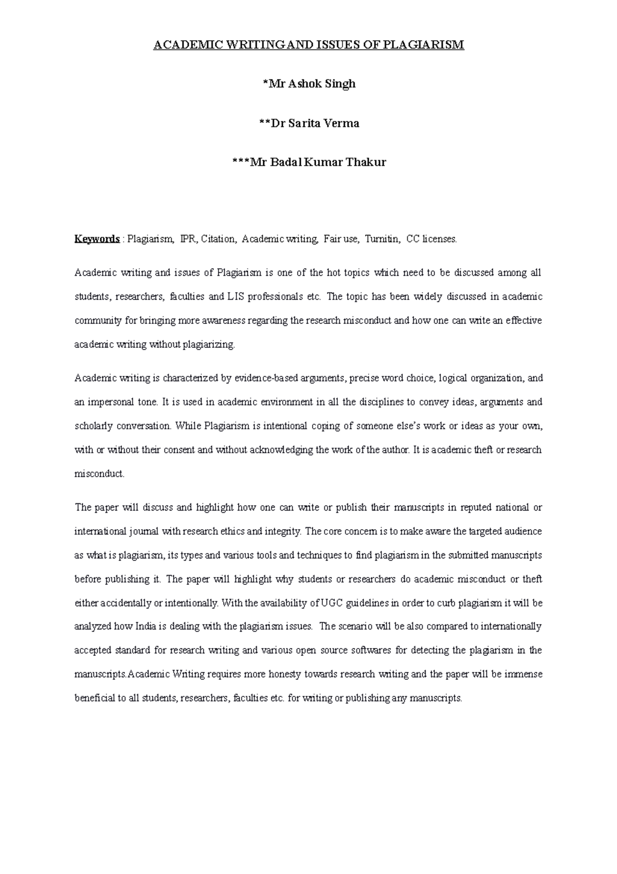 Academic Writing and Plagiarism Issues: A Comprehensive Overview - Studocu
