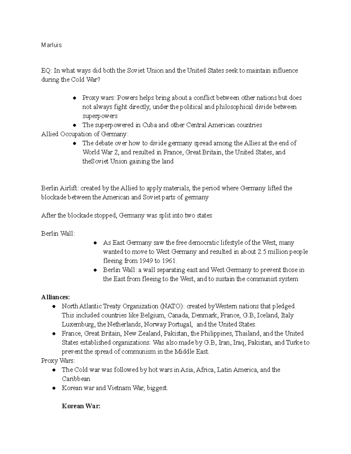 Ways Soviet Union and United States maintained influence during Cold ...