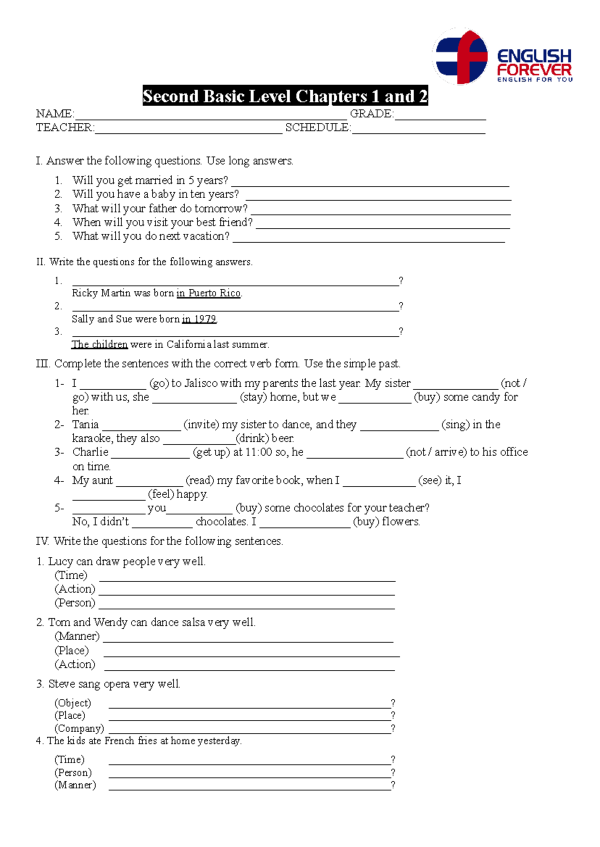 Basic 2. Ch 1 and 2 - Second Basic Level Chapters 1 and 2 - Studocu