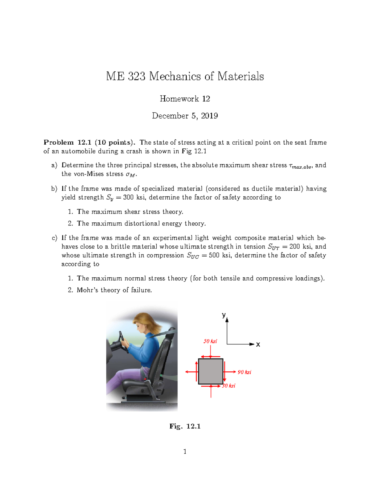 ME 323 Homework 12 Solutions - Mechanics of Materials Analysis - Studocu