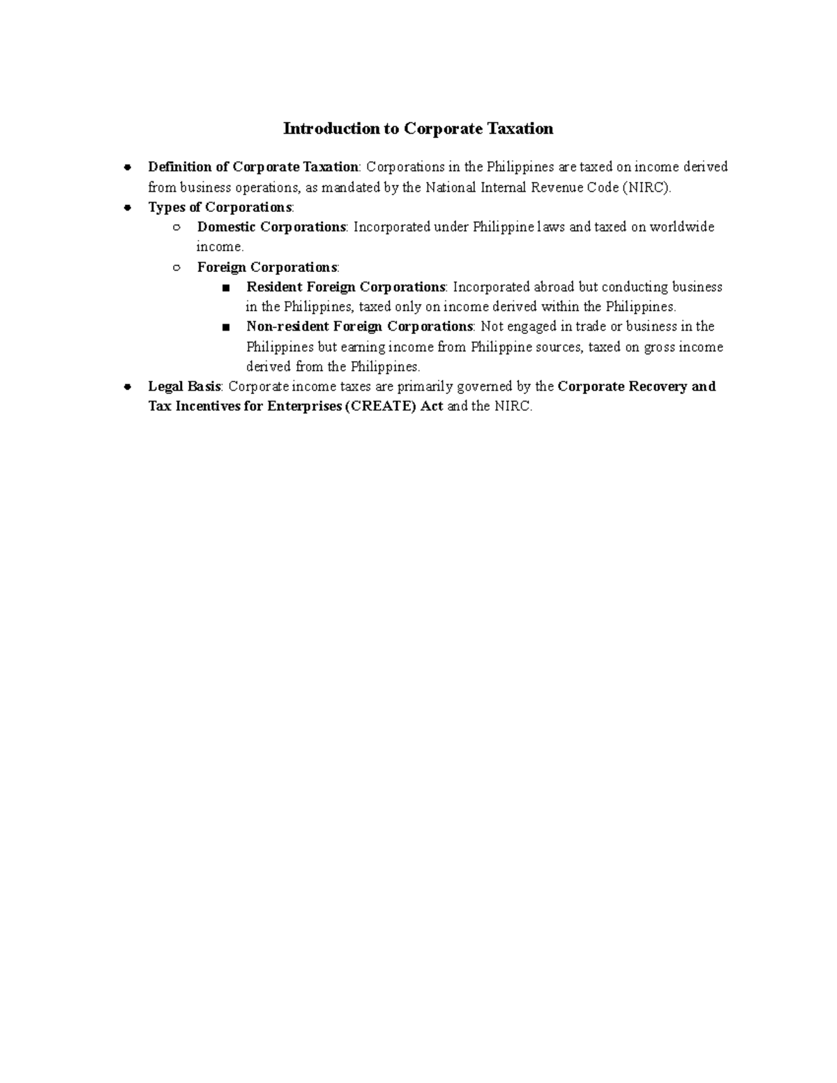 Chapter 33 - Corporate Taxation Overview and Regulations - Studocu