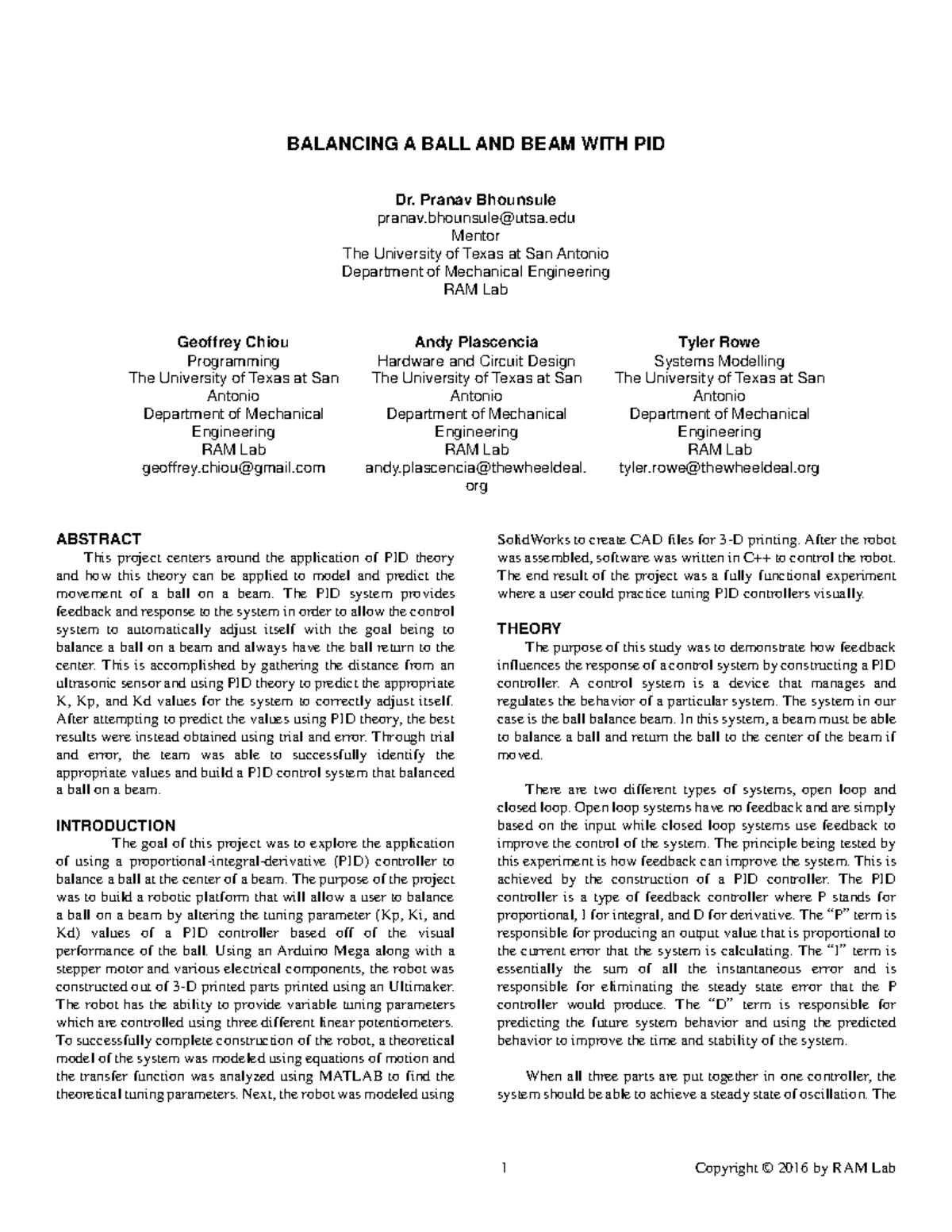 PID Control for Ball and Beam Balancing Project (ME-371) - Studocu