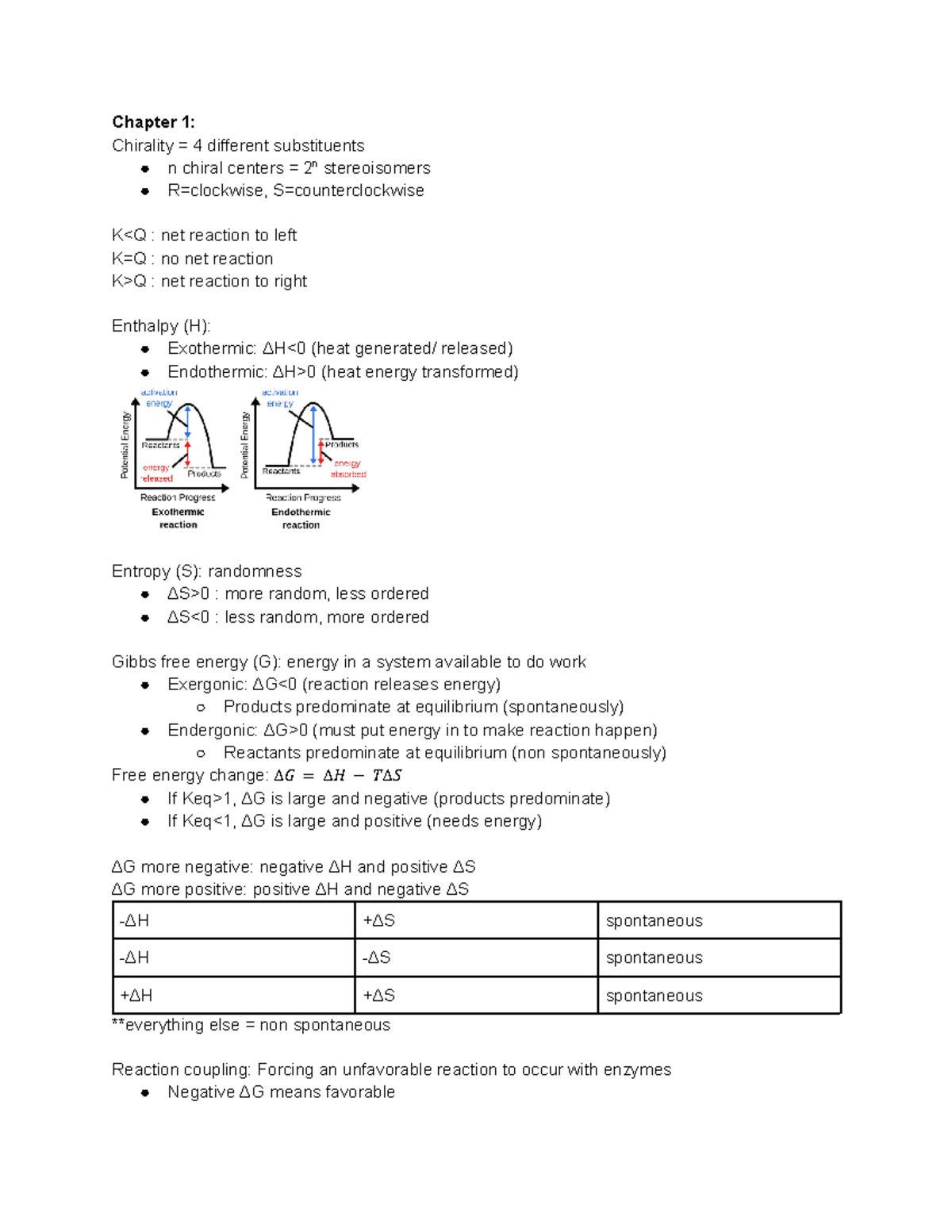 Biochem 101 - Exam 1 Notes on Chirality, Bonding, and Reactions - Studocu