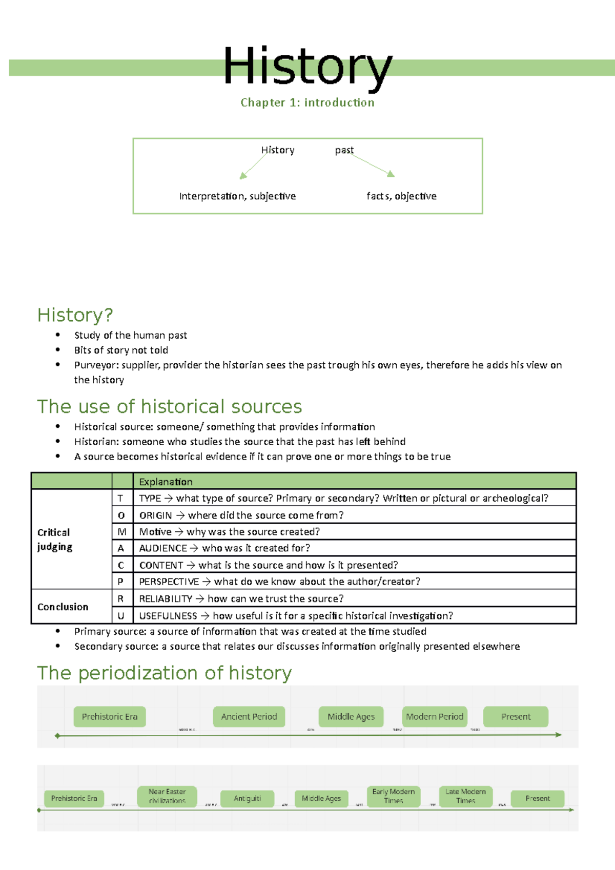 Samenvatting geschiedenis - History Chapter 1: introduction History ...