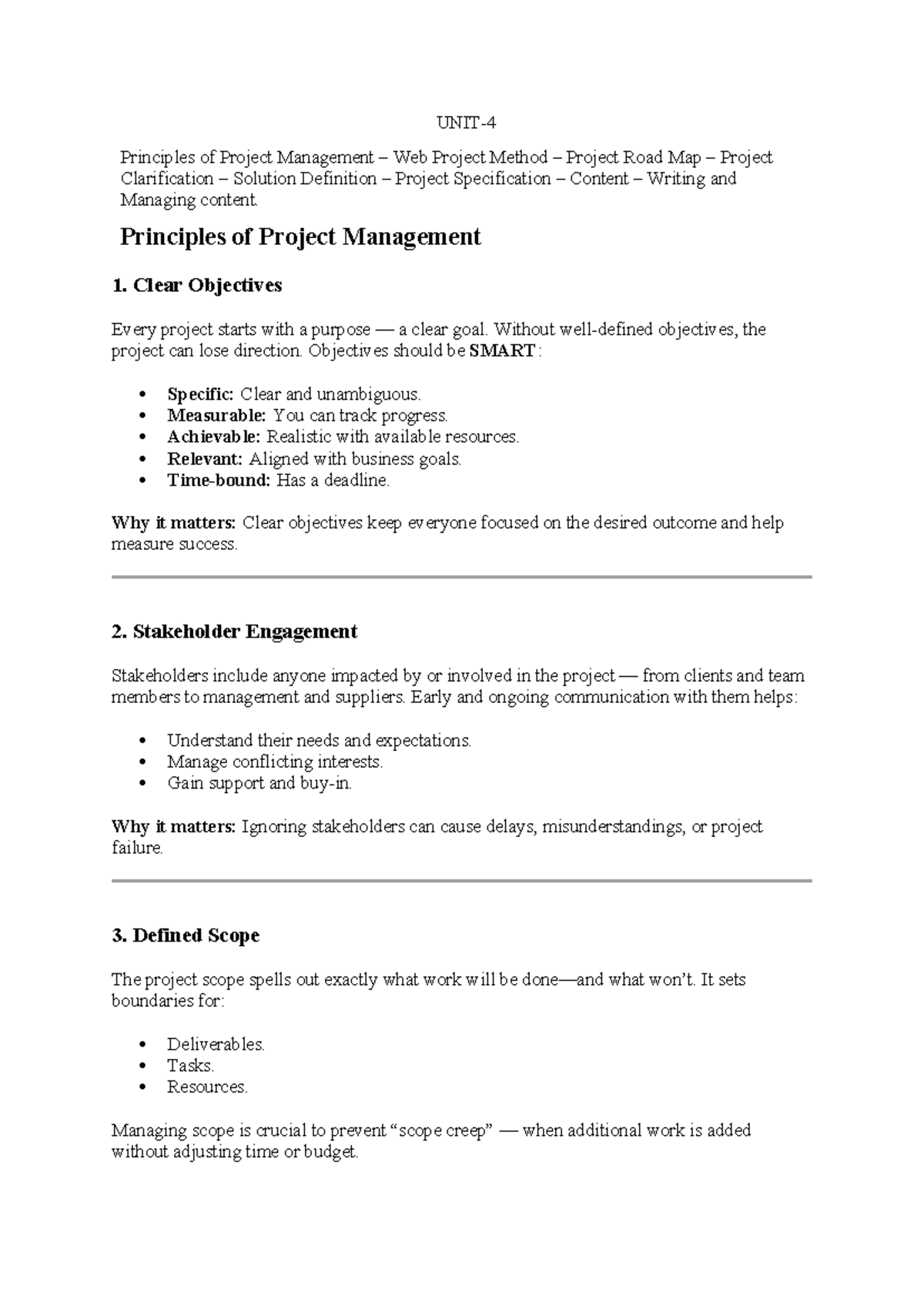 Web Project Method Principles: Roadmap, Clarification & Content ...