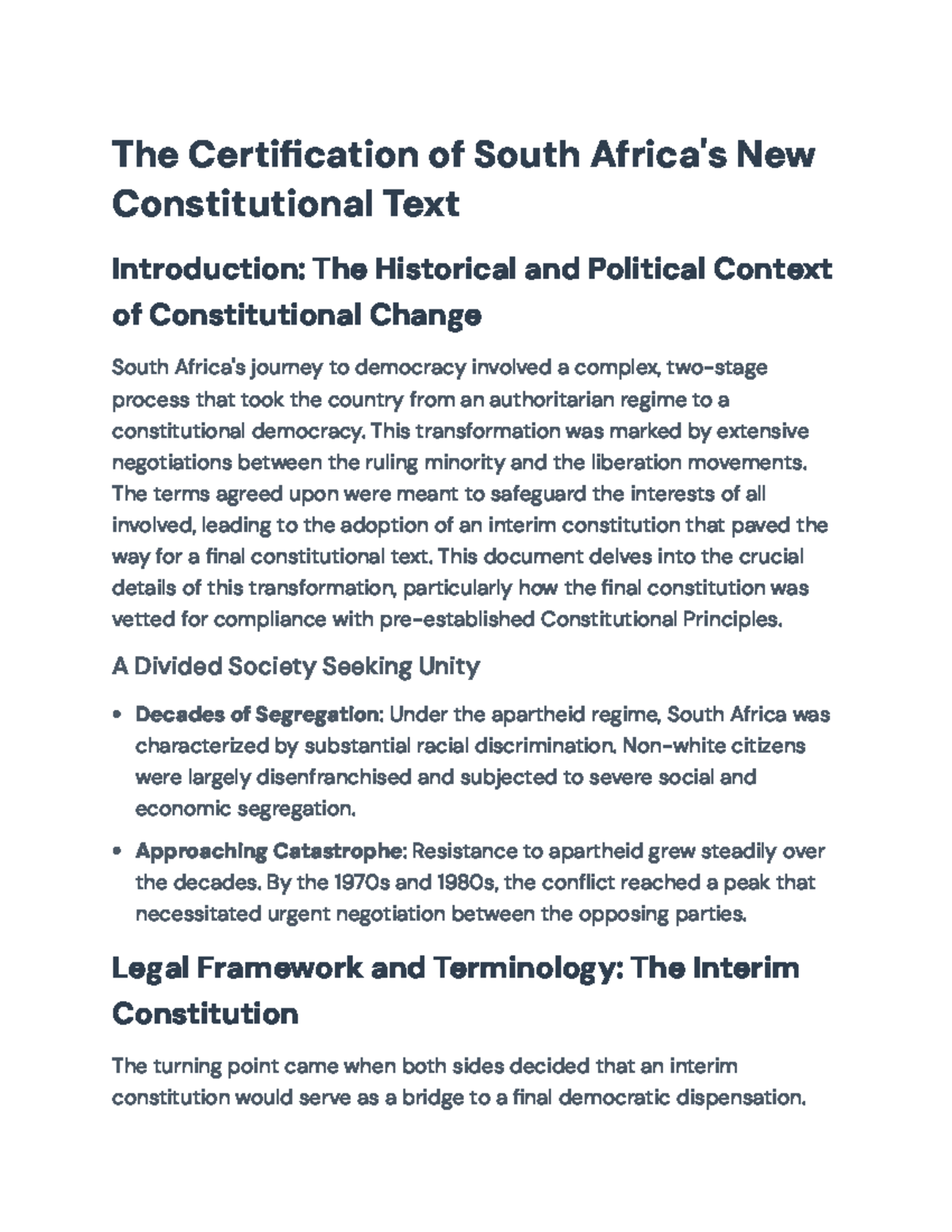 Certification Process of South Africa's New Constitutional Text ...