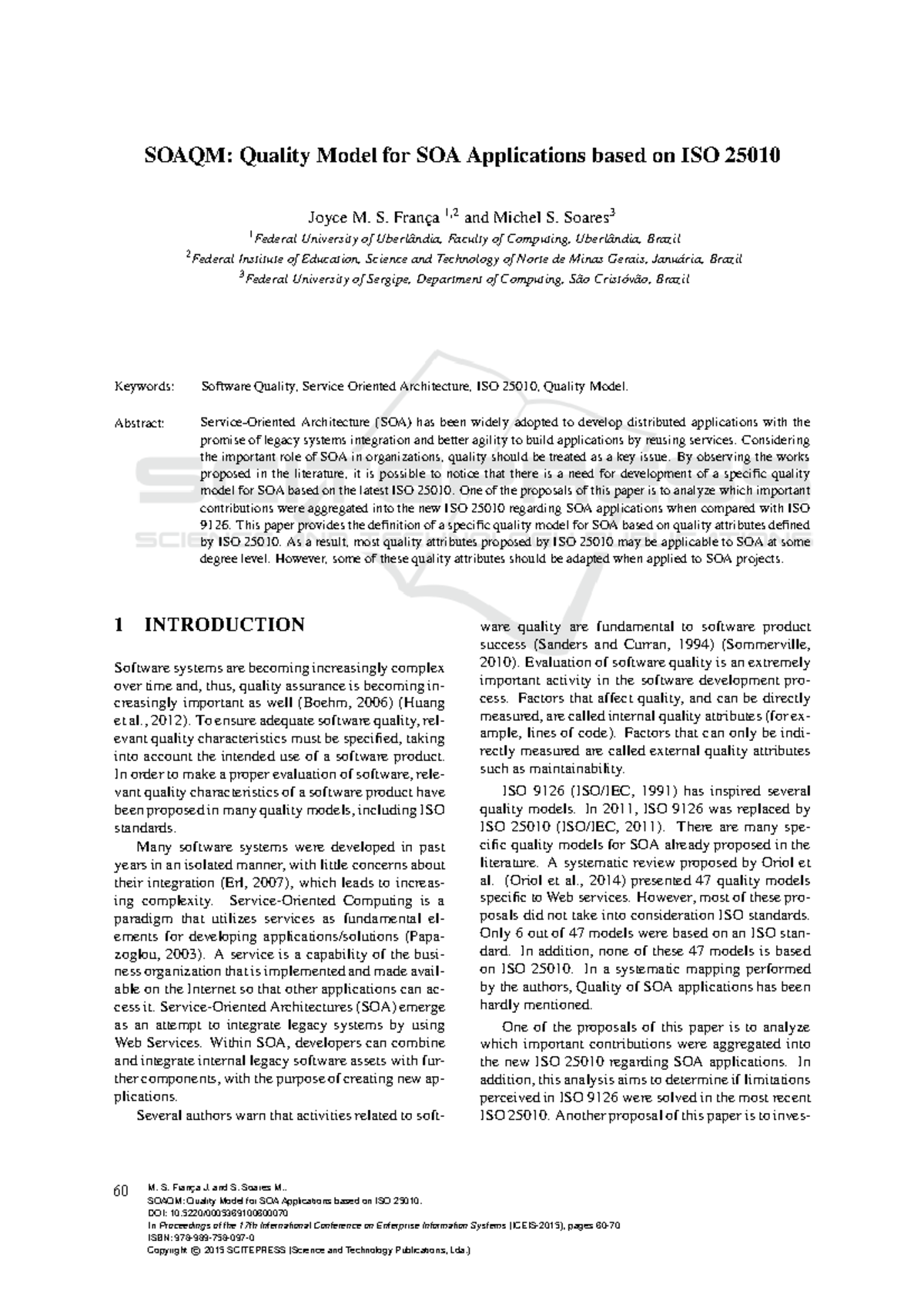 SOAQM Quality Model for SOA Applications Based on ISO 25010 - Studocu