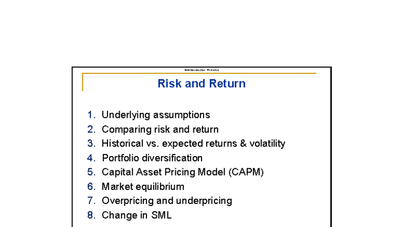 SMU Finance: Risk and Return Analysis Overview - Studocu