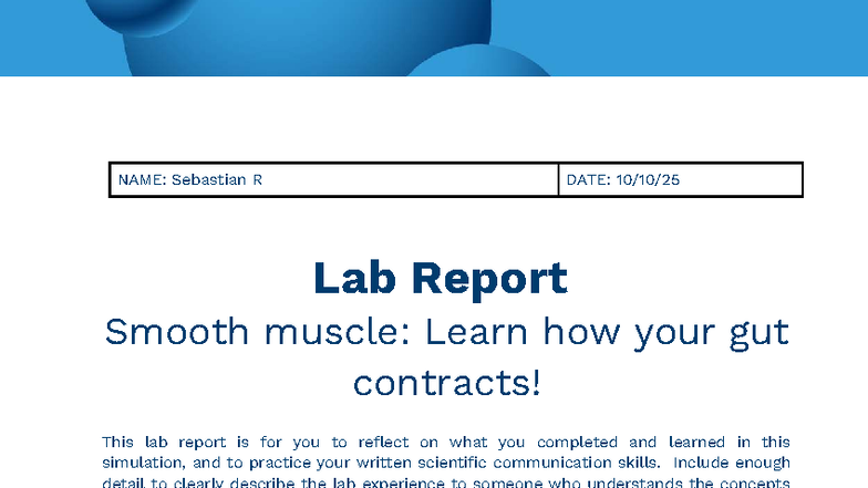 Lab Report: Smooth Muscle Contraction Mechanisms (BIO101) - Studocu