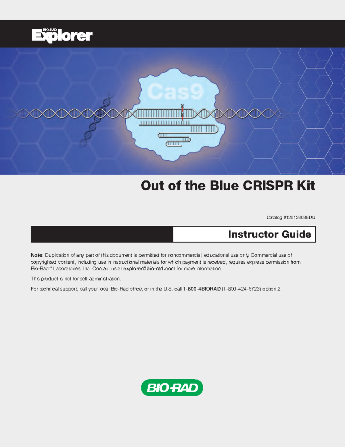Out of the Blue CRISPR Kit - Instructor Guide (Catalog #12012608EDU) - Studocu