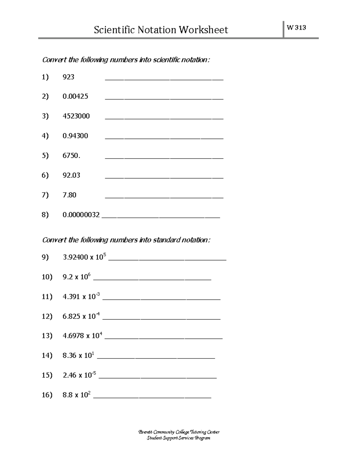 Scientific Notation worksheet - Blank - Scientific Notation Worksheet W ...