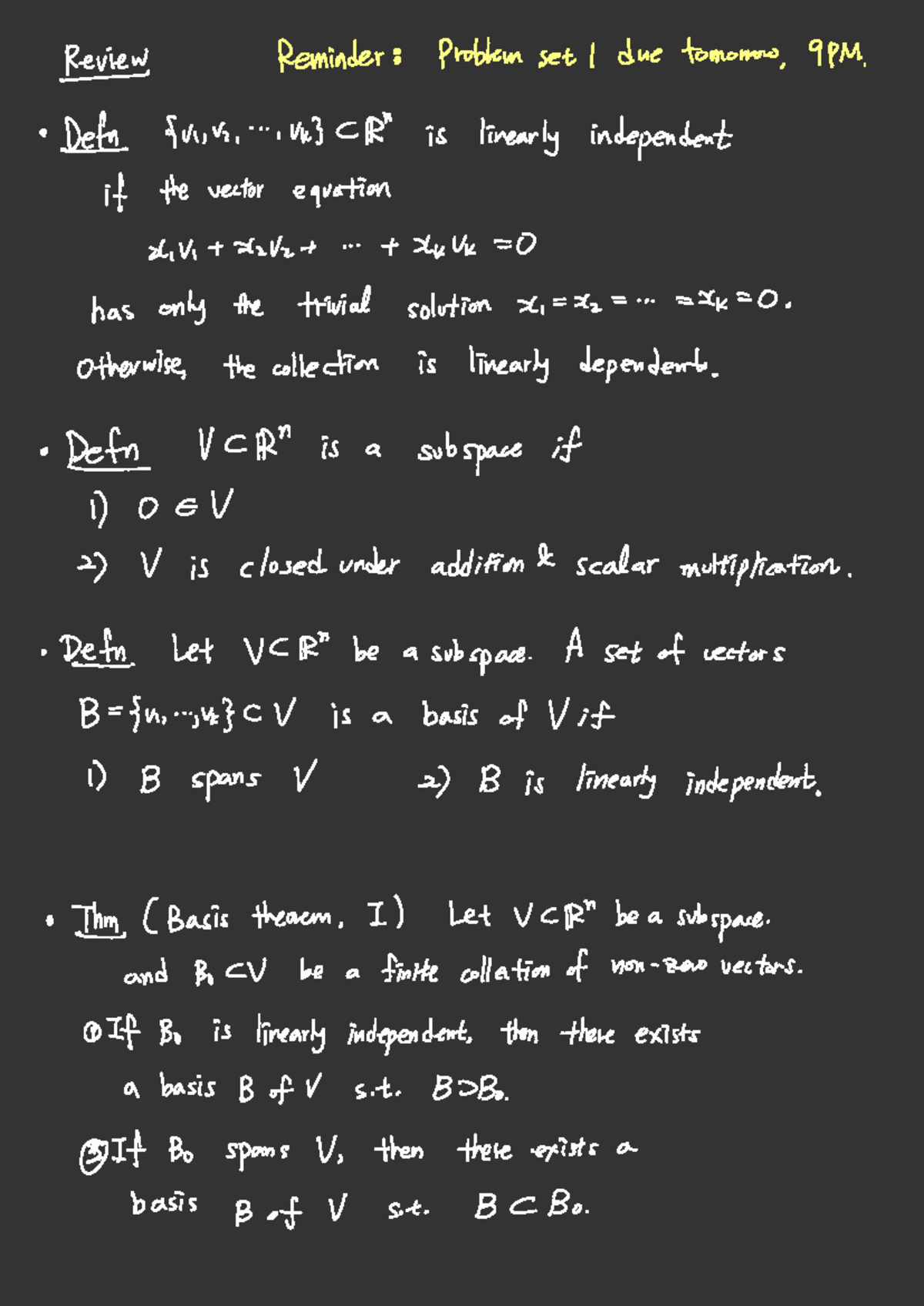 Lecture 4 - MA1503 - Review Reminder : Problem set 1 due tomorrow , 9PM ...